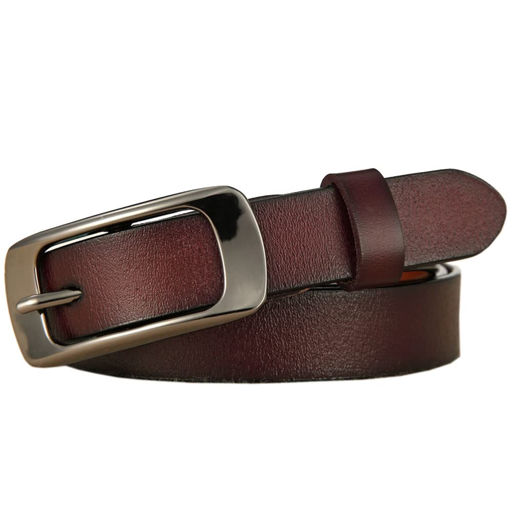 Genuine Leather Women's Belt for Jeans, Pants & Dresses - Adjustable Waist Belt with Pin Buckle - Black Fashion Accessory for Casual & Office Outfits