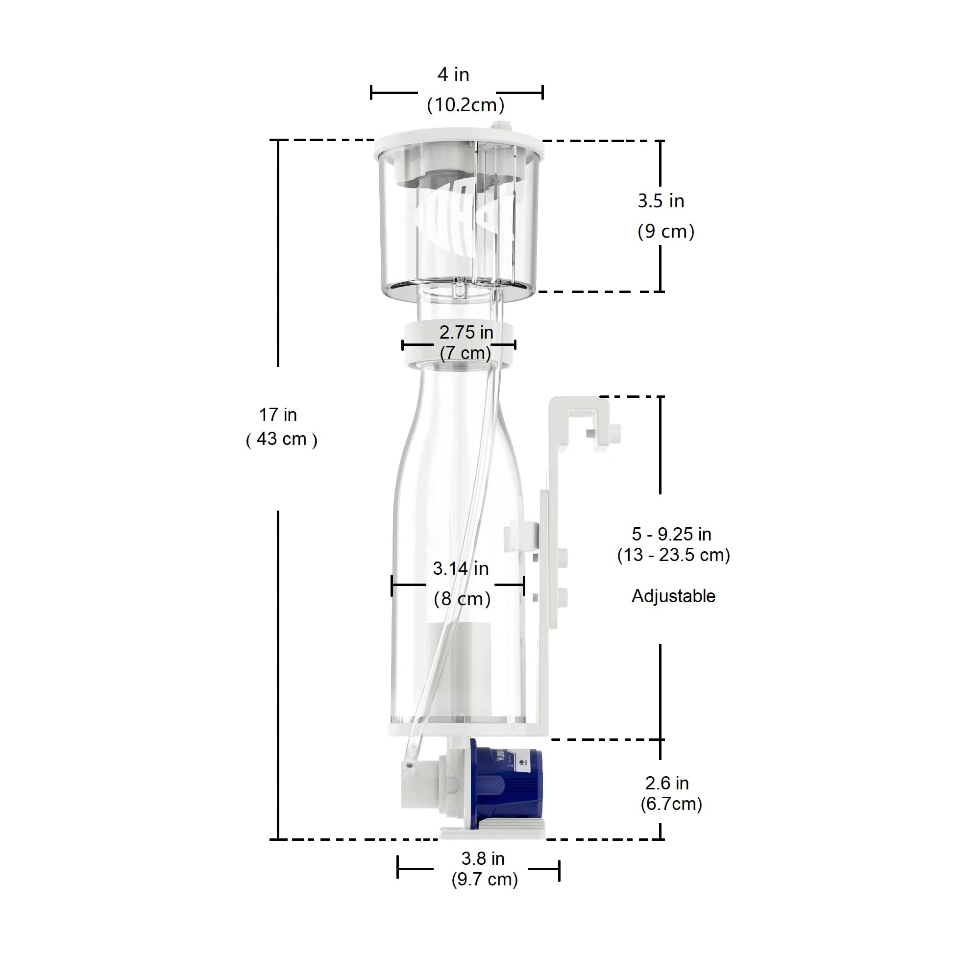 Premium Hang-On Protein Skimmer for Saltwater Aquariums (Up to 80 Gallons) - DC Pinwheel Pump with Controller - Efficient Waste Removal for Reef Tanks & Marine Aquariums - Not Compatible with Rimmed Tanks - Perfect for Home Aquariums & Fish Tank Maintenance