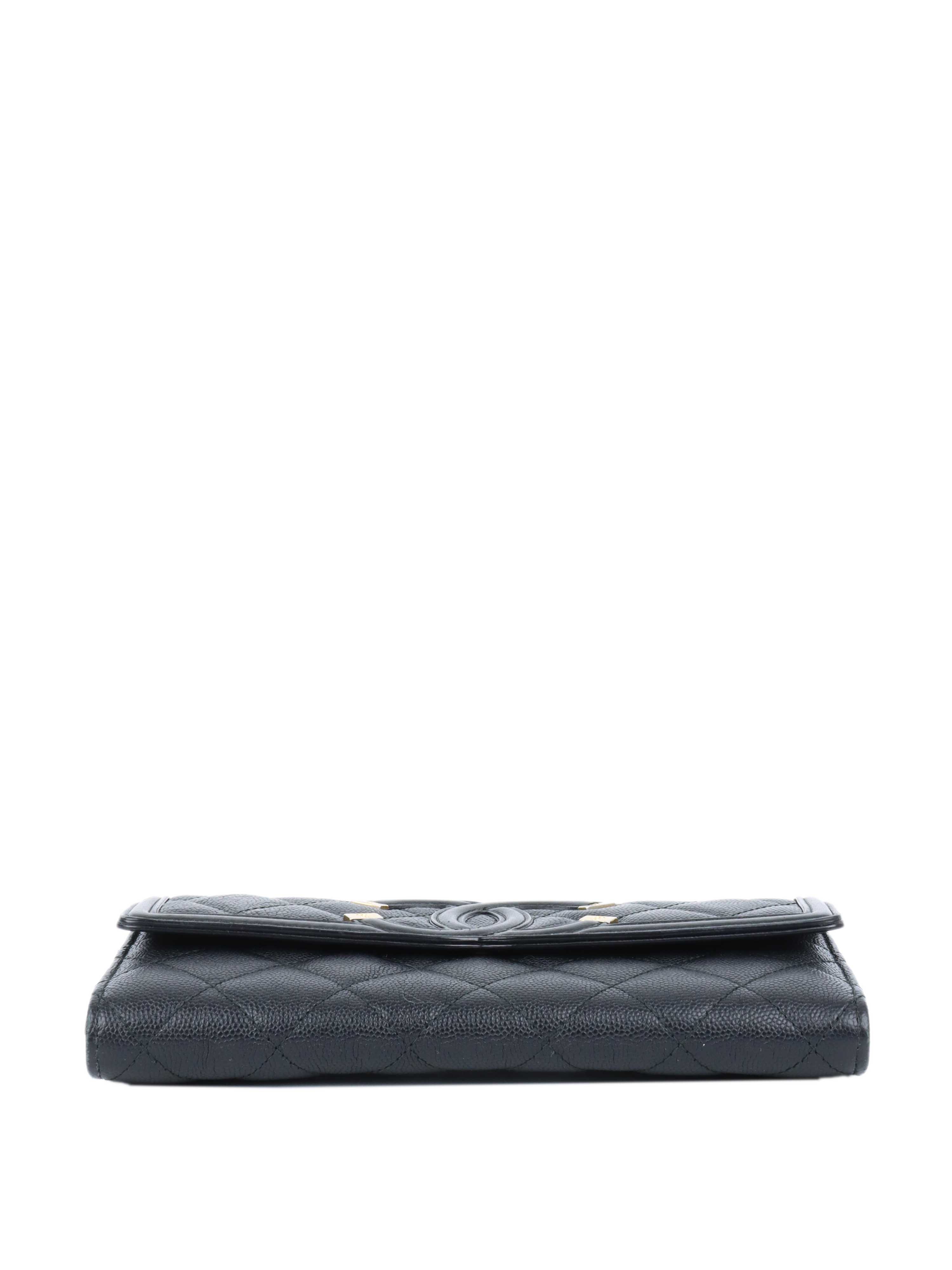 Chanel Black Caviar Leather Long Wallet for Women | Luxury Designer Clutch with Card Slots | Perfect for Everyday Use, Travel & Special Occasions
