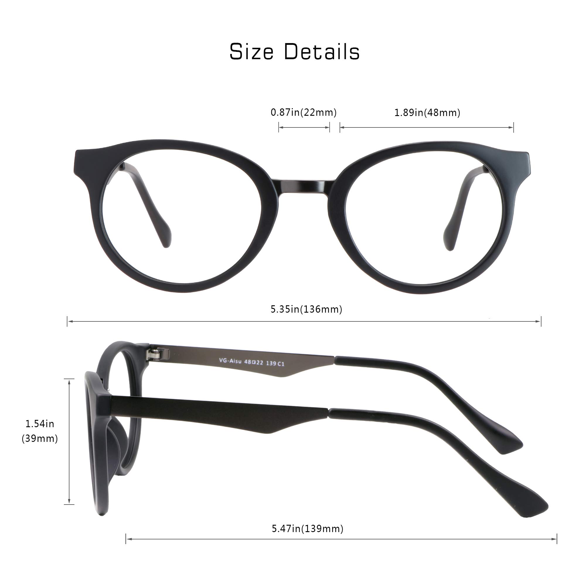 VisionGlobal Blue Light Blocking Glasses for Women & Men - Anti Eye Strain Computer Glasses with Oval Frame (1.25 Magnification, Black) - Perfect for Office Work, Gaming & Screen Time