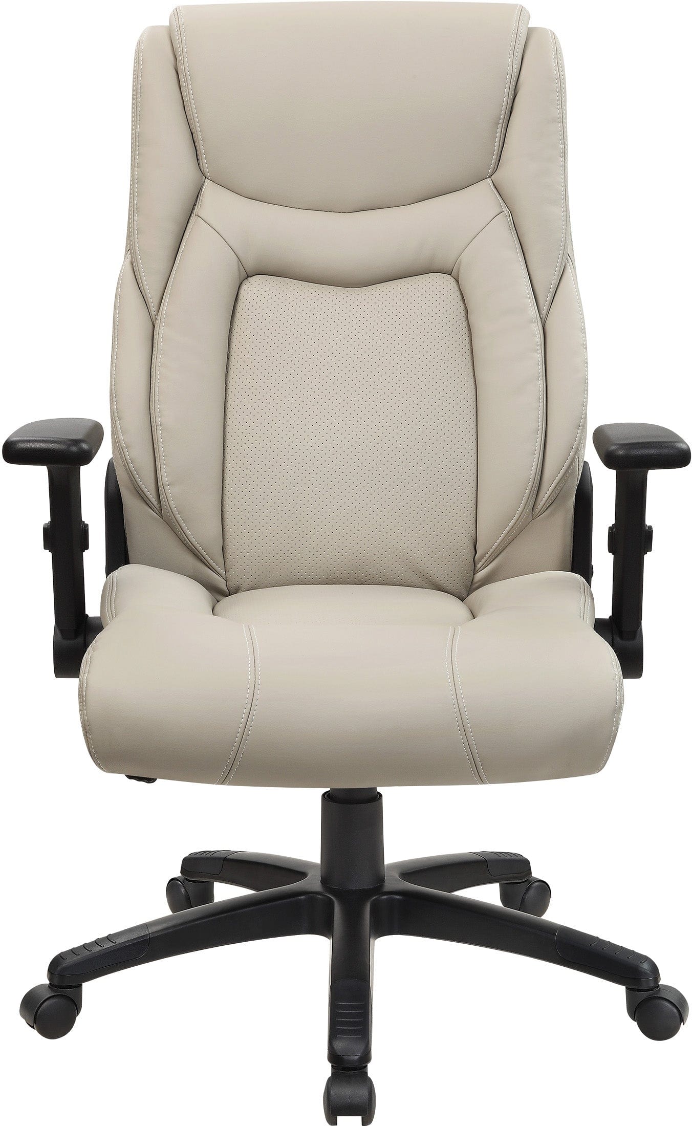 Premium Office Star Exec Bonded Leather Office Chair with Adjustable Height & Flip Arms - Ergonomic Desk Chair for Home & Office - White Stitching & Durable Design [EC93580] - Perfect for Long Work Hours, Gaming & Conference Rooms