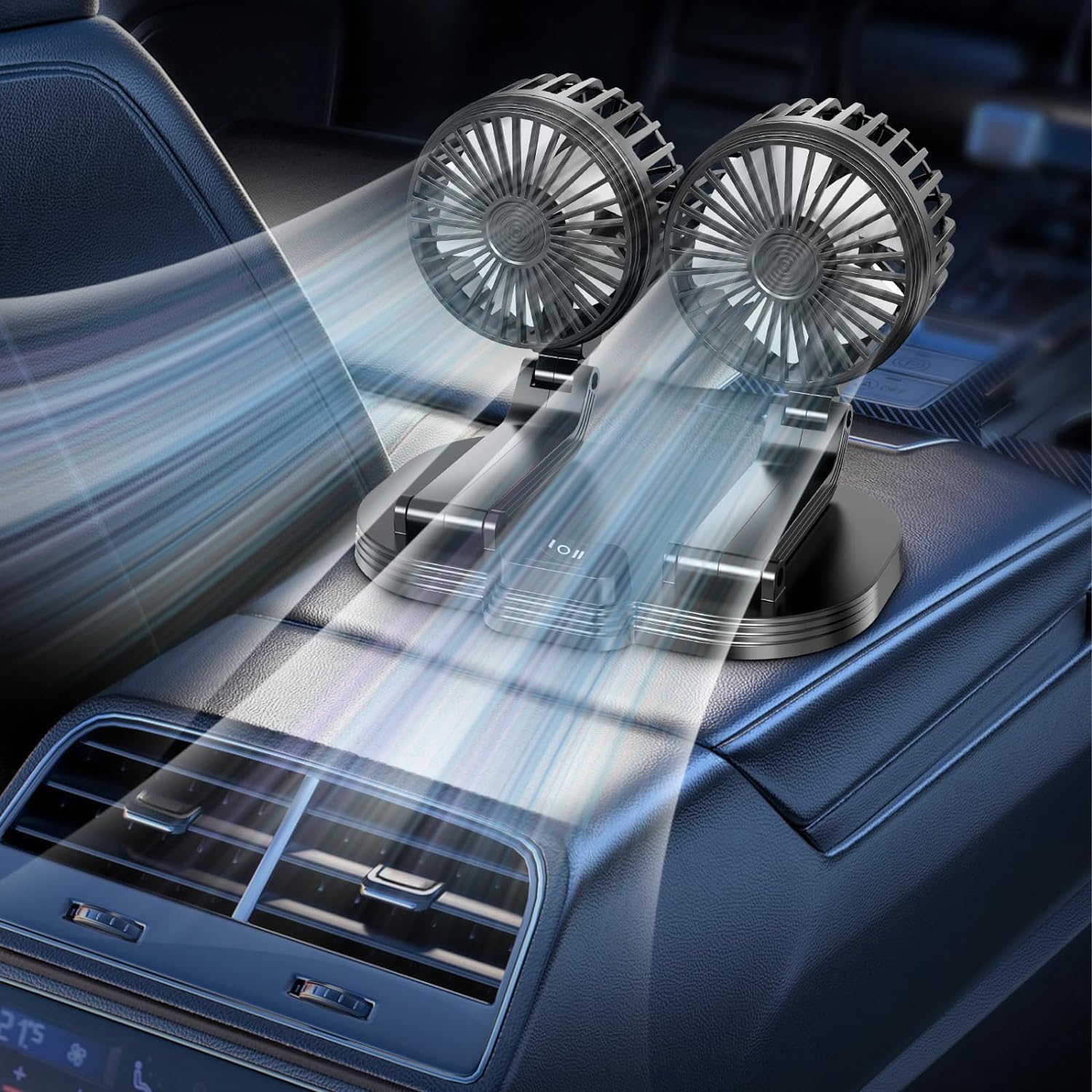 2024 Upgraded Dual Head USB Car Fan - 360° Rotatable Portable Cooling Fan for Dashboard, SUV, RV, Truck, Boat & Home Office | Perfect for Summer Travel & Workspace Comfort