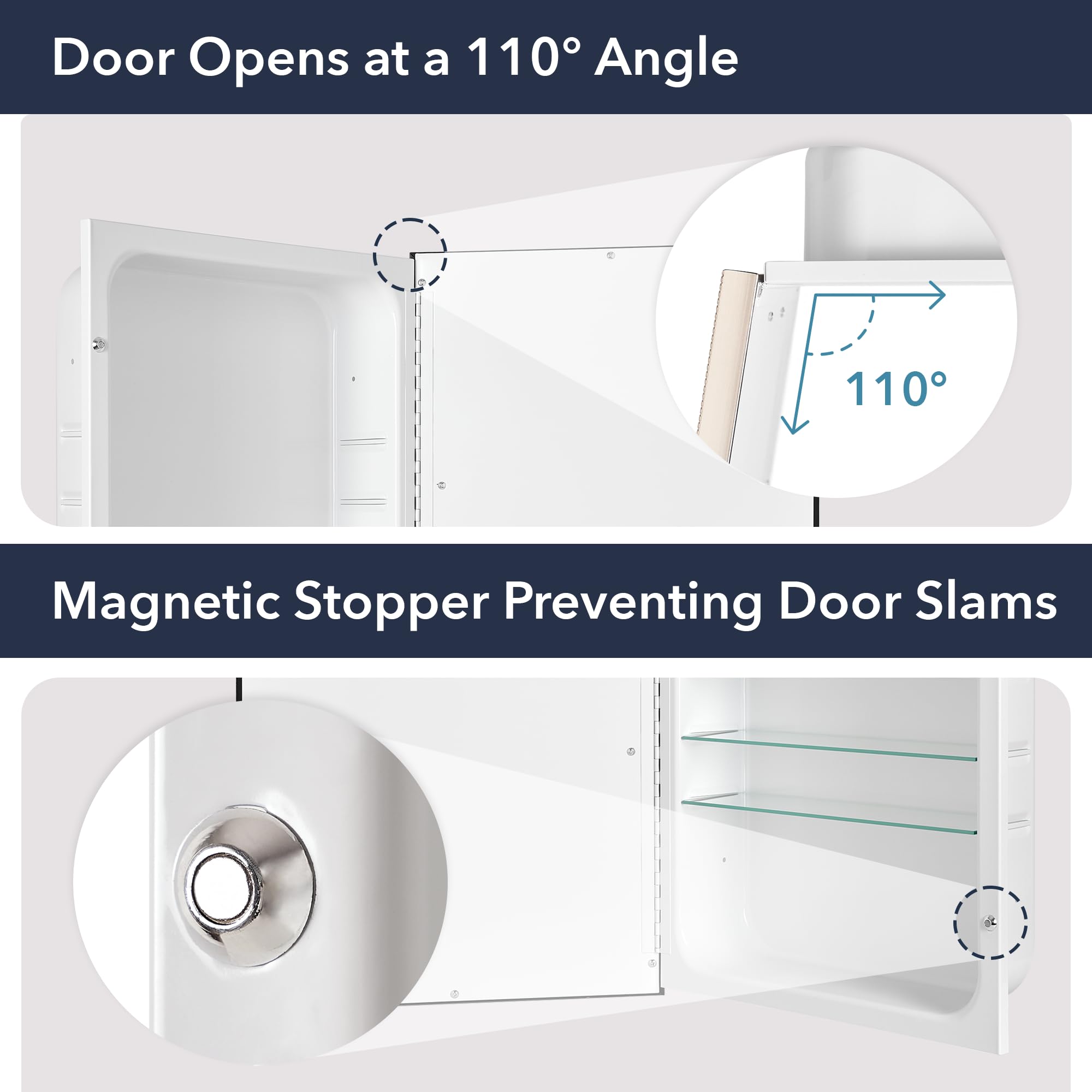 Head West Brushed Nickel Recessed Medicine Cabinet with Beveled Mirror - 16