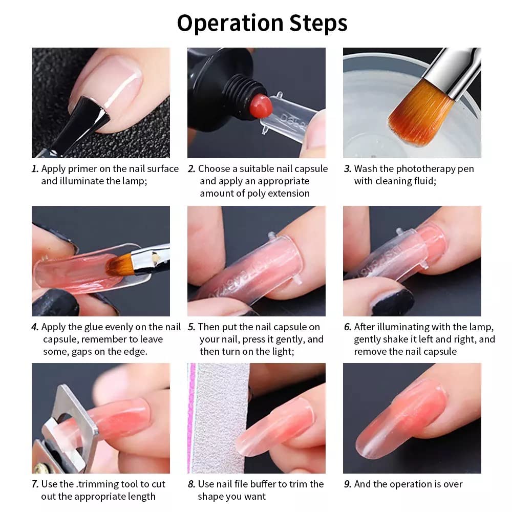 Polygel Nail Extension Kit with Dual Forms, UV Lamp, Base & Top Coat - Complete DIY Gel Nails Set for Home Salon & Professional Use | Perfect for Manicures, Nail Art & Acrylic Extensions