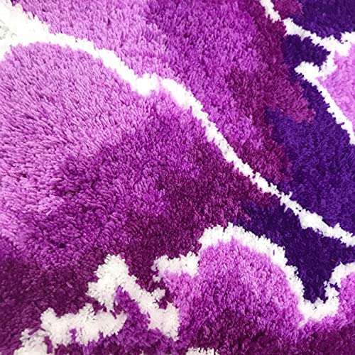Purple Peony Flower Shaped Rugs - Plush Non-Slip Bath Mat & Washable Floral Area Rug for Bedroom, Kitchen, Bathroom | Soft Floor Decor for Home, Dorm, Nursery