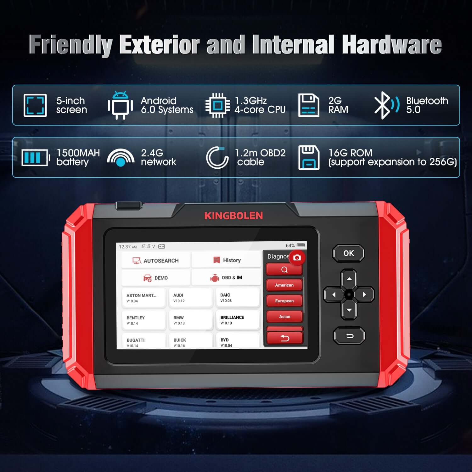 KINGBOLEN® S500 S600 S800 4 Systems OBD2 Scanner with Reset Functions - Professional Car Diagnostic Tool for Engine, ABS, SRS, Transmission - Perfect for Mechanics & DIY Auto Repair at Home or Garage
