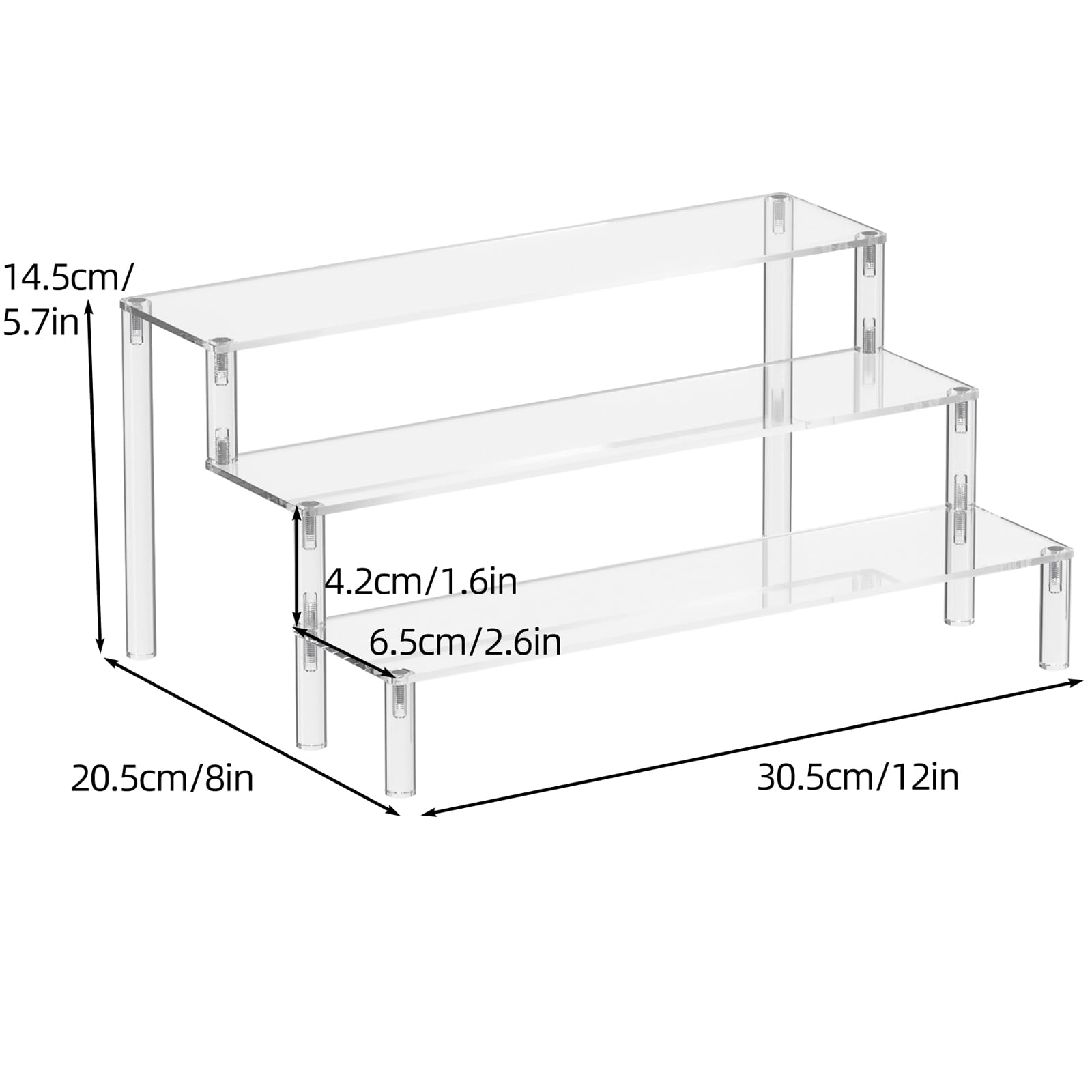 Acrylic Display Risers - 3-Tier Perfume Organizer & Cupcake Stand | Clear Cosmetic Shelf for Lotion, Cologne & Makeup Display | Perfect for Bathroom, Vanity, Retail Store & Dessert Showcase