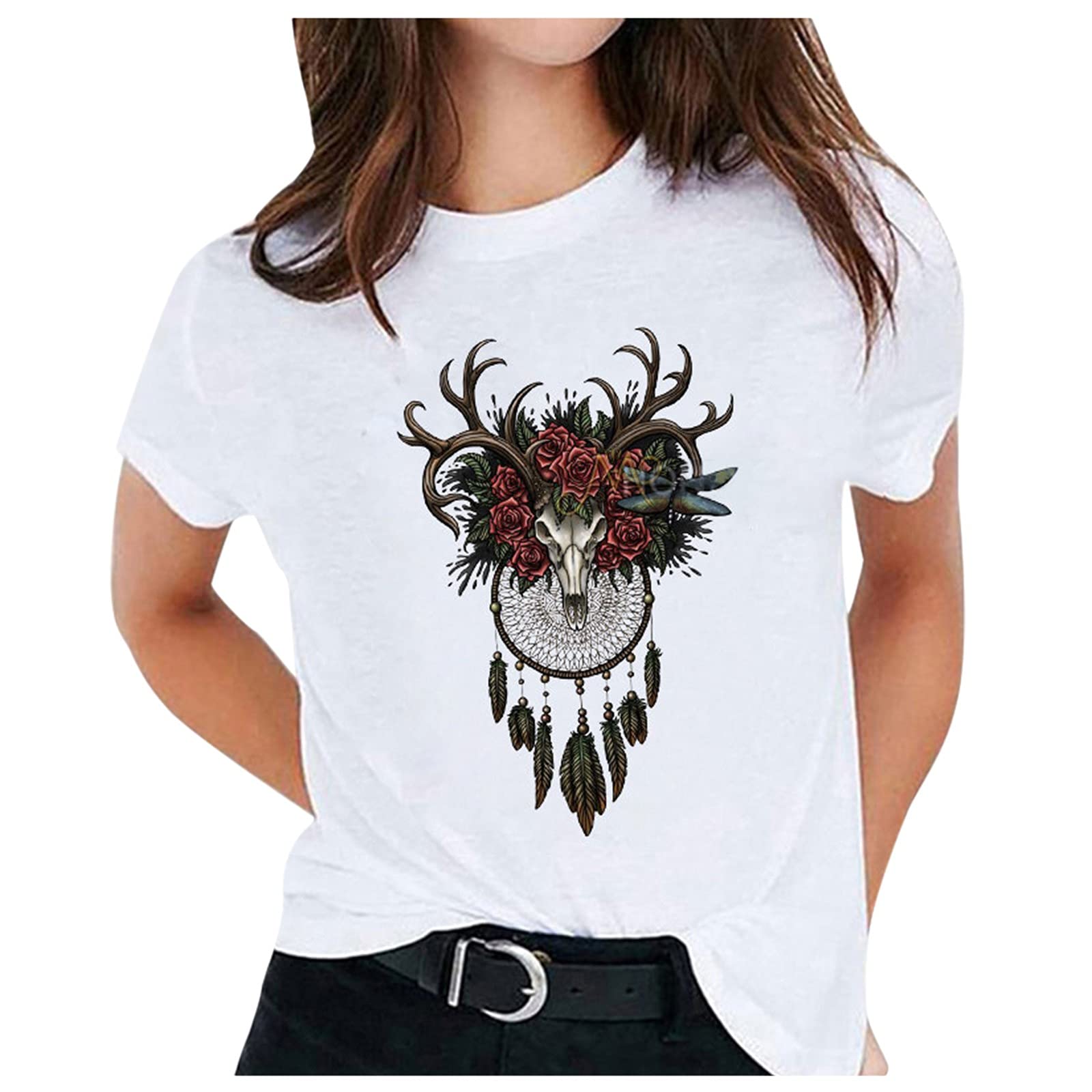 Butterfly Graphic Tees for Women - Short Sleeve Crewneck T-Shirts with Tie Dye Design | Casual Fashion Tops for Summer, Streetwear & Everyday Wear