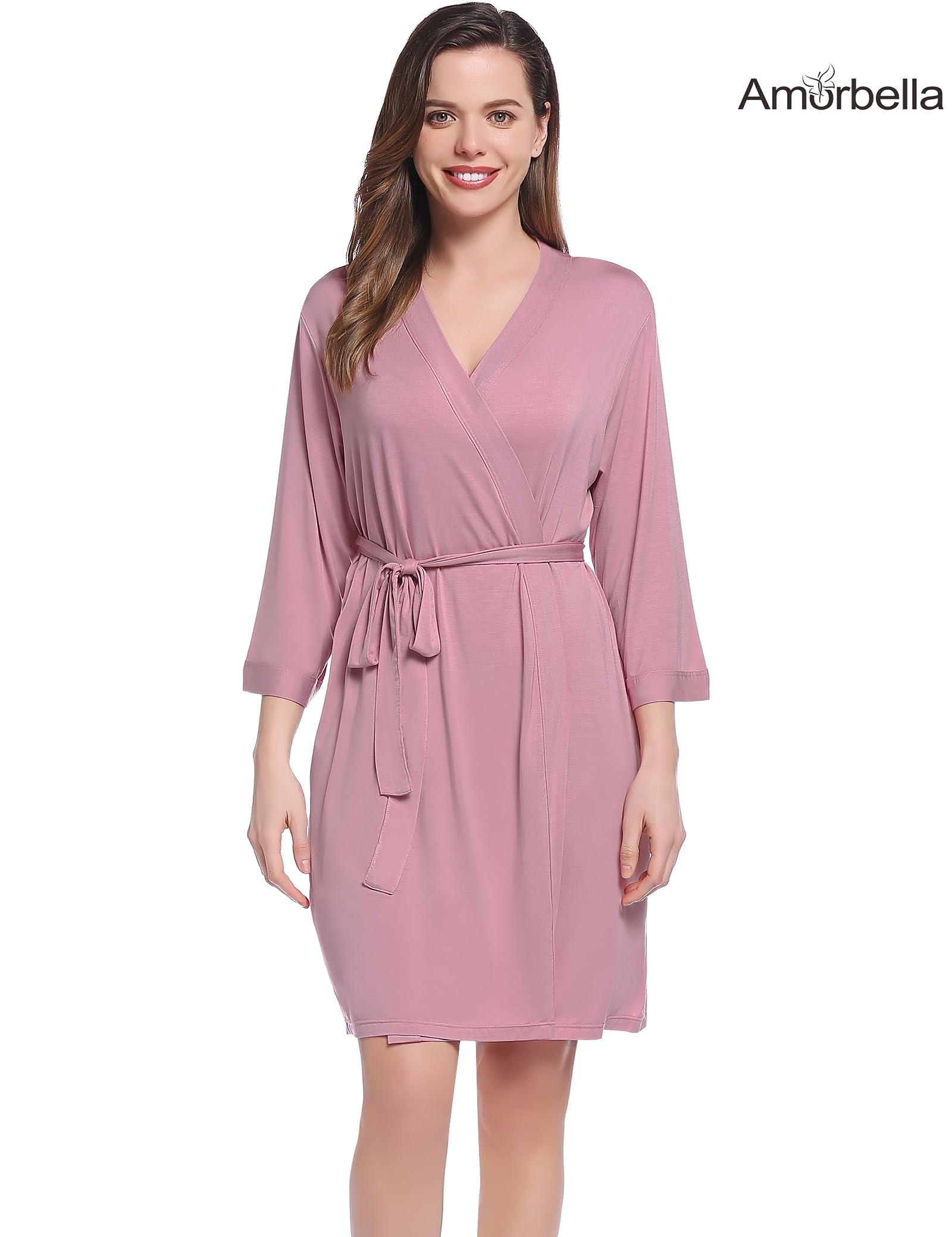 Lightweight Travel Jersey Robe for Women - Soft Bamboo Viscose Short Bathrobe | Perfect for Spa, Beach & Lounge Wear