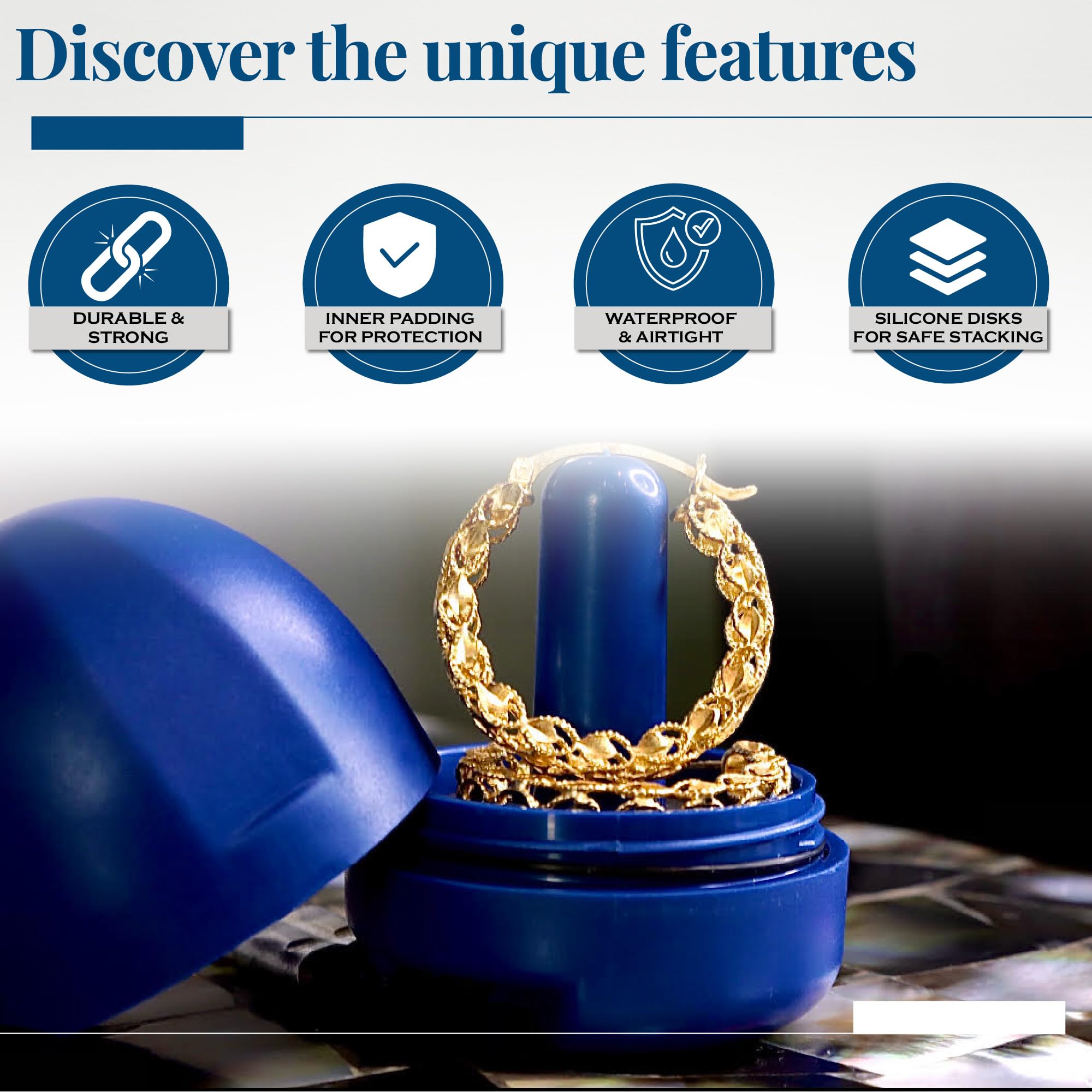 Ring Holder Keychain - Portable Waterproof Jewelry Organizer for Rings, Necklaces & Small Accessories | Travel, Gym & Daily Use Storage Case | Royal Blue