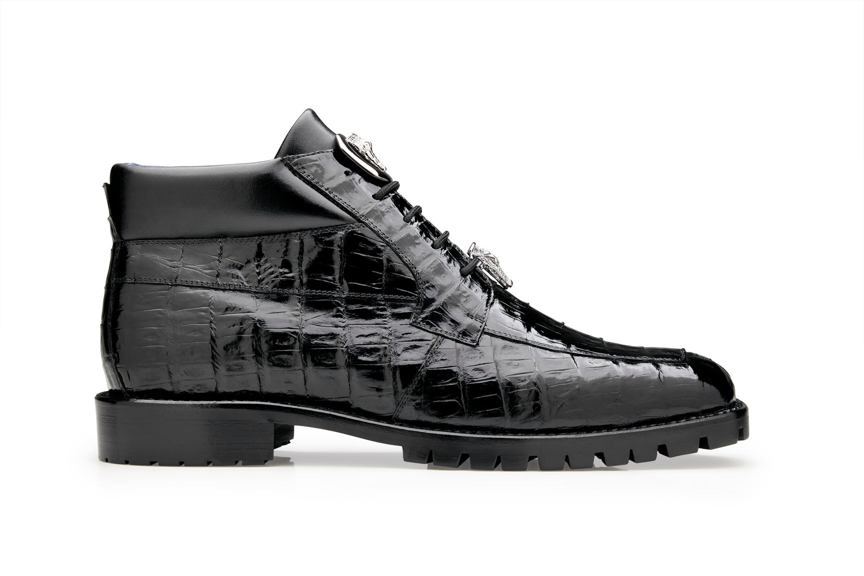 Belvedere Gallardo Genuine Caiman Crocodile Leather Dress Shoes for Men - Black U02 | Luxury Formal Business & Wedding Shoes