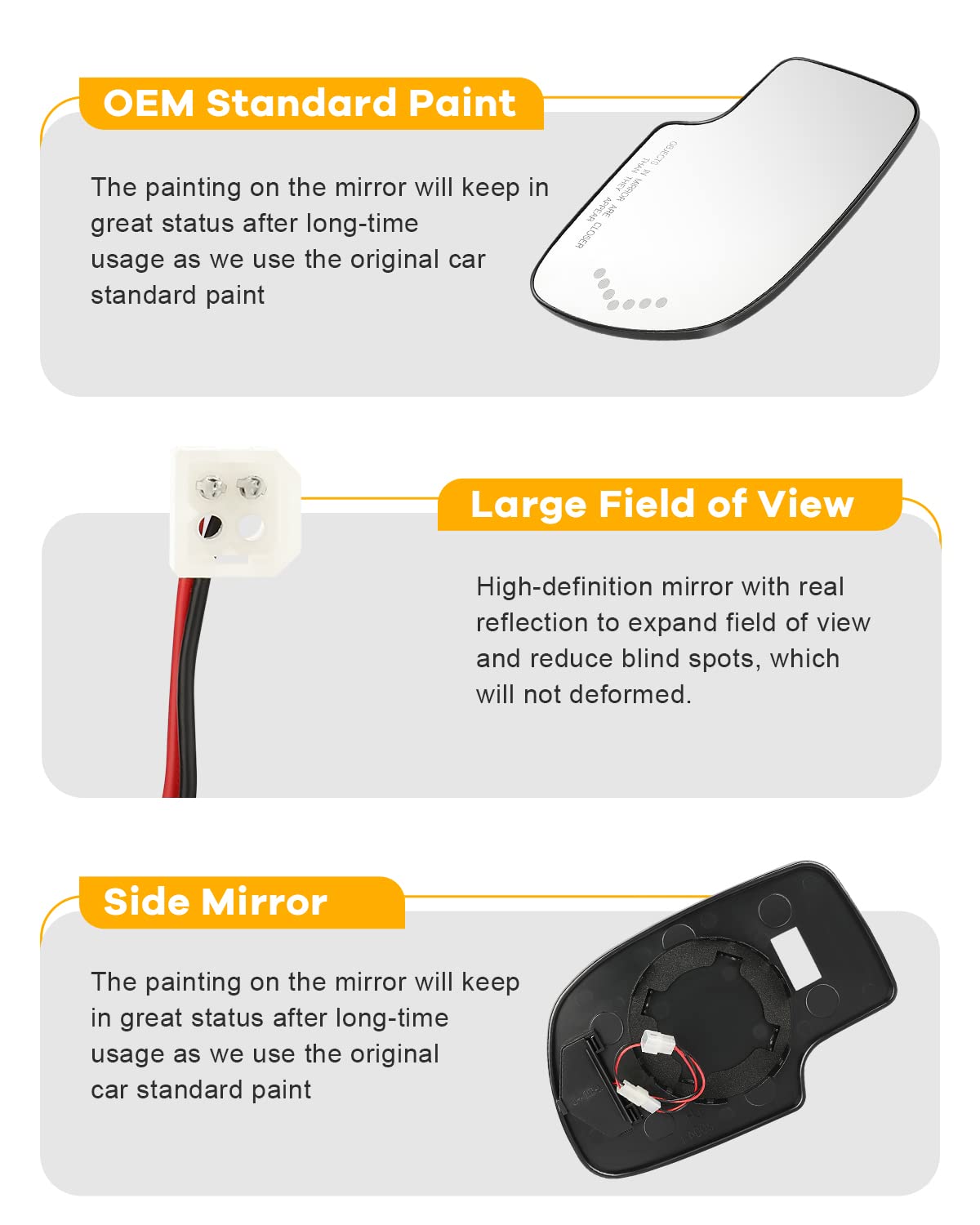 Replacement Side View Mirror Glass for 2003-2006 Chevy Silverado 1500 & 2007 Classic - Heated with Turn Signal - Passenger Side Exterior Mirror (Perfect for Winter Driving & Night Visibility)