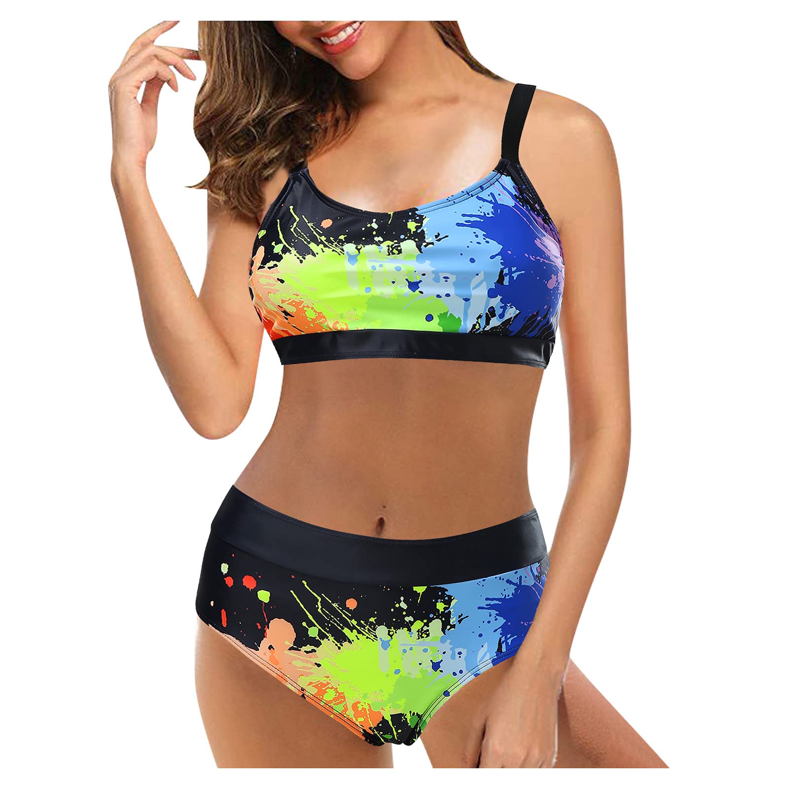 Women's Push Up Cropped Tops & Boyshorts Swimsuit Set - Tummy Control Athletic Two Piece Bathing Suit for Surfing, Swimming & Beach Vacations