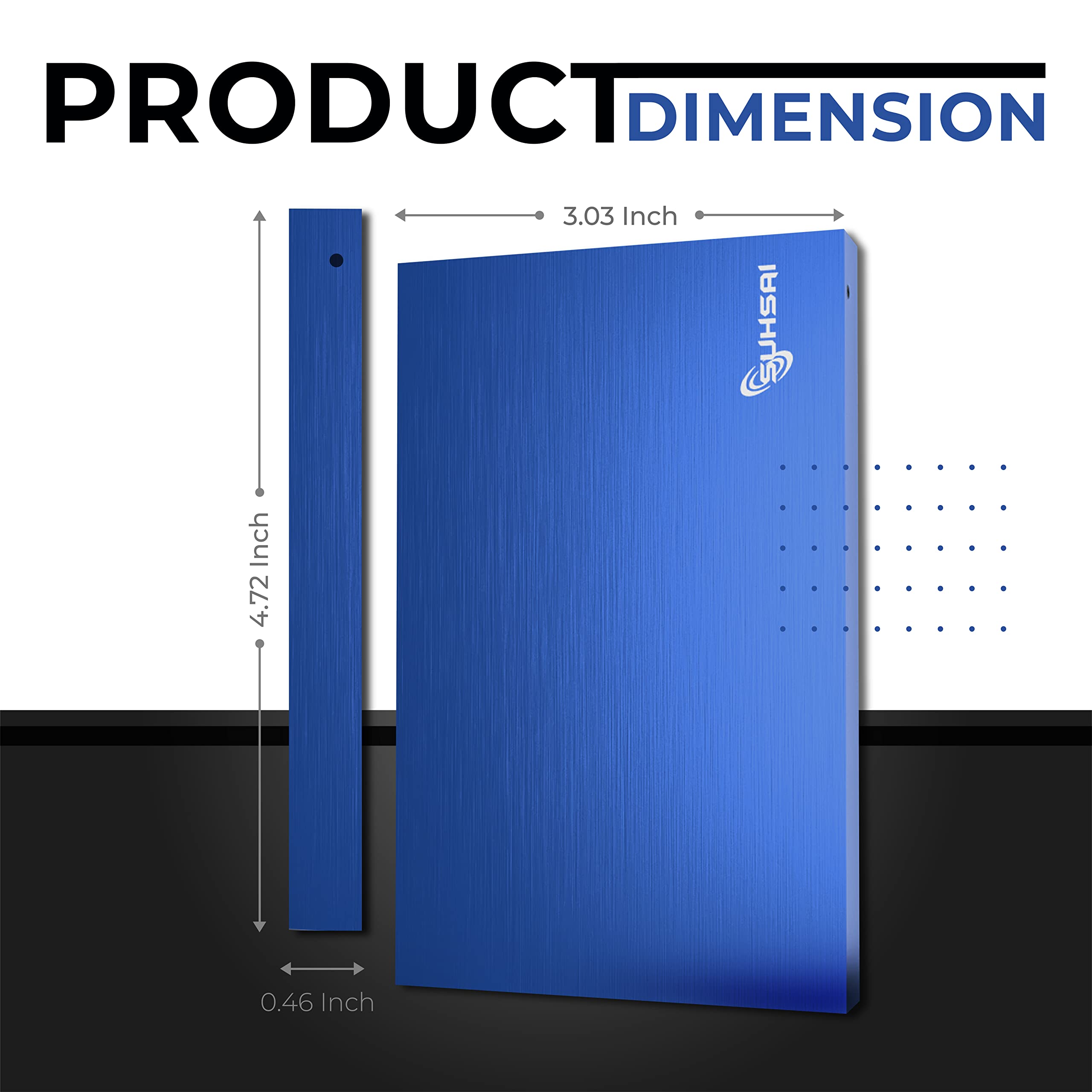 Suhsai 320GB Portable External Hard Drive - USB 3.0 HDD, 2.5 Inch Compact Data Storage for PC, Mac, Laptop, PS4, PS3 | Fast Backup & Gaming | Travel-Friendly Design (Blue)