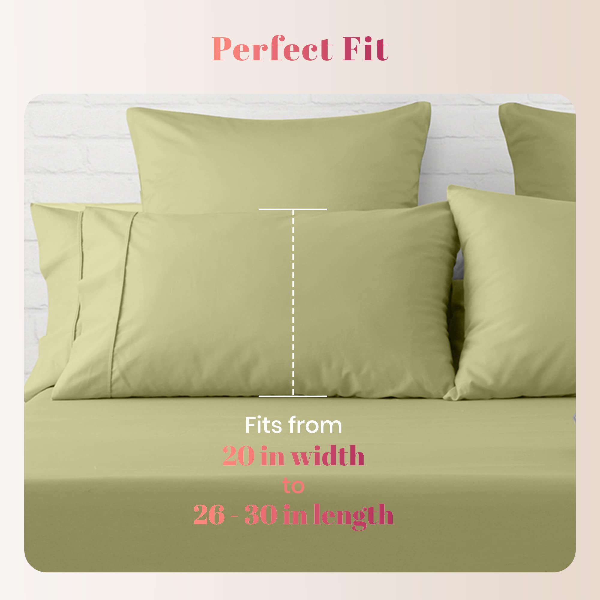 Luxury Egyptian Cotton Pillowcases Set of 2 - 1000 Thread Count Sateen Weave Cooling Standard/Queen Size Pillow Covers - Sage Green for Bedroom Comfort & Hot Sleepers