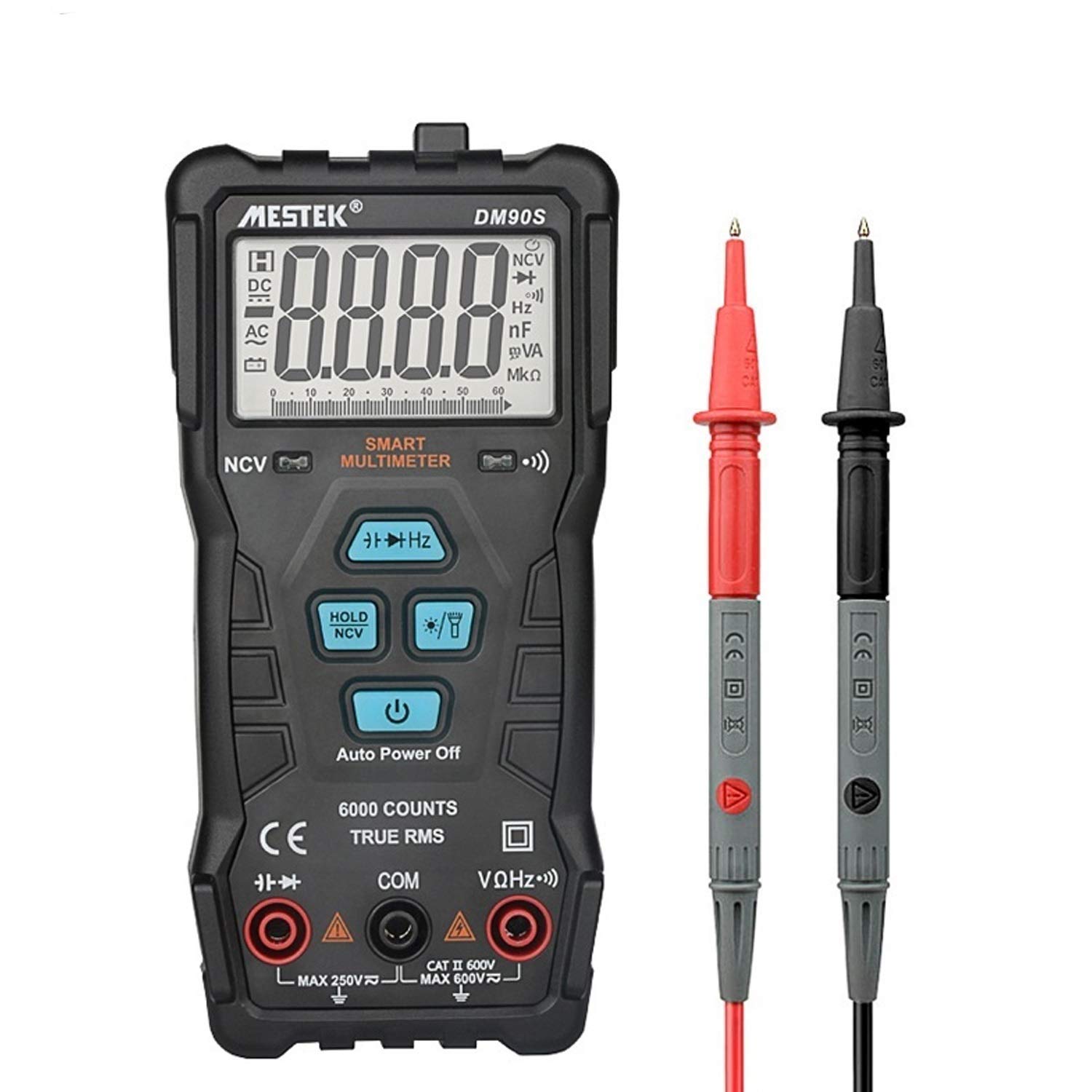 SH-CHEN DM90S High-Speed True RMS Digital Multimeter - Auto-Ranging, NCV Detection, Anti-Burn Protection for Electricians & DIY Home Electrical Testing (Ideal for Circuit Repair, Voltage Measurement & Appliance Troubleshooting)