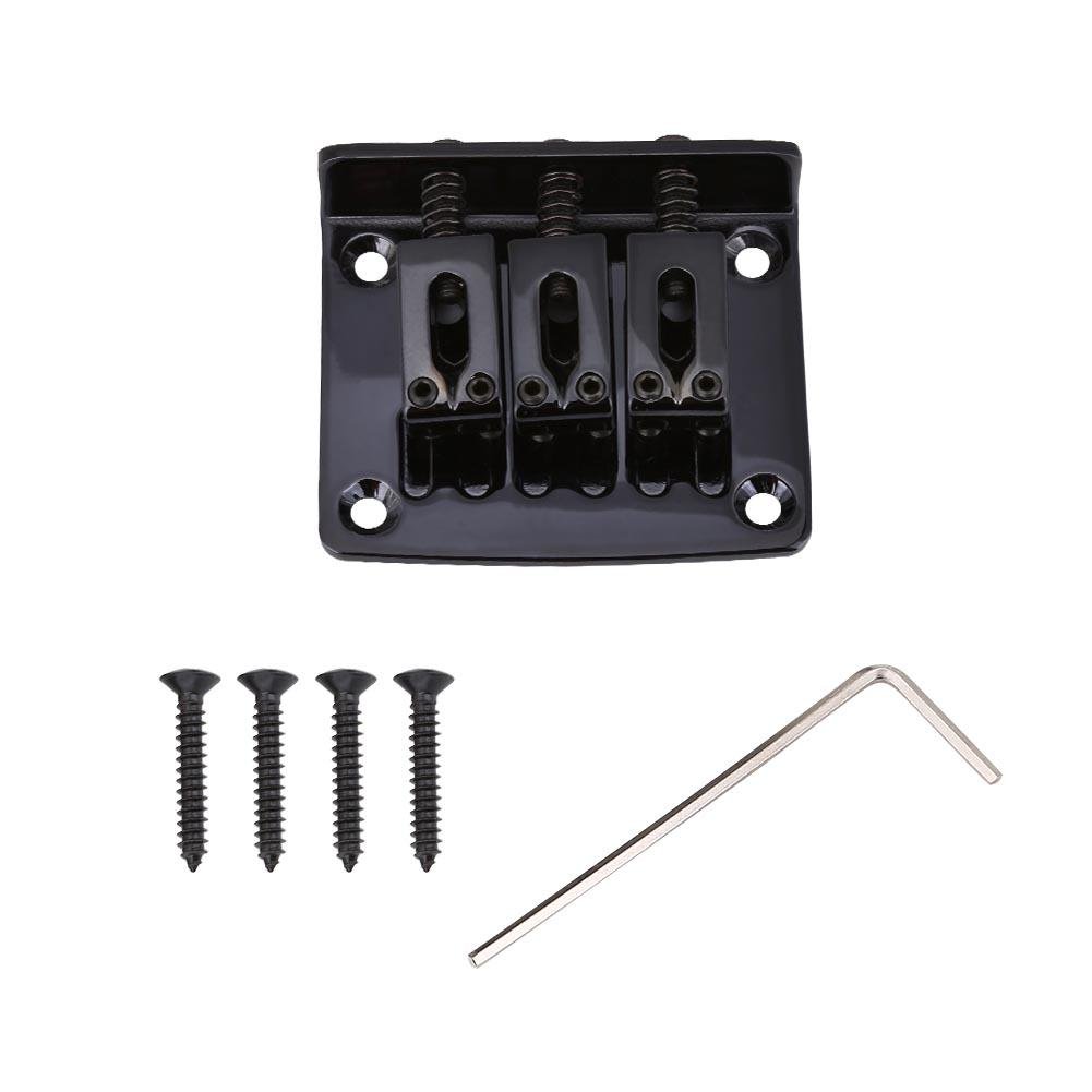 3-String Fixed Electric Guitar Bridge Replacement with 4 Screws - Compatible with Cigarbox Guitars | Perfect for DIY Guitar Repair & Upgrade Projects