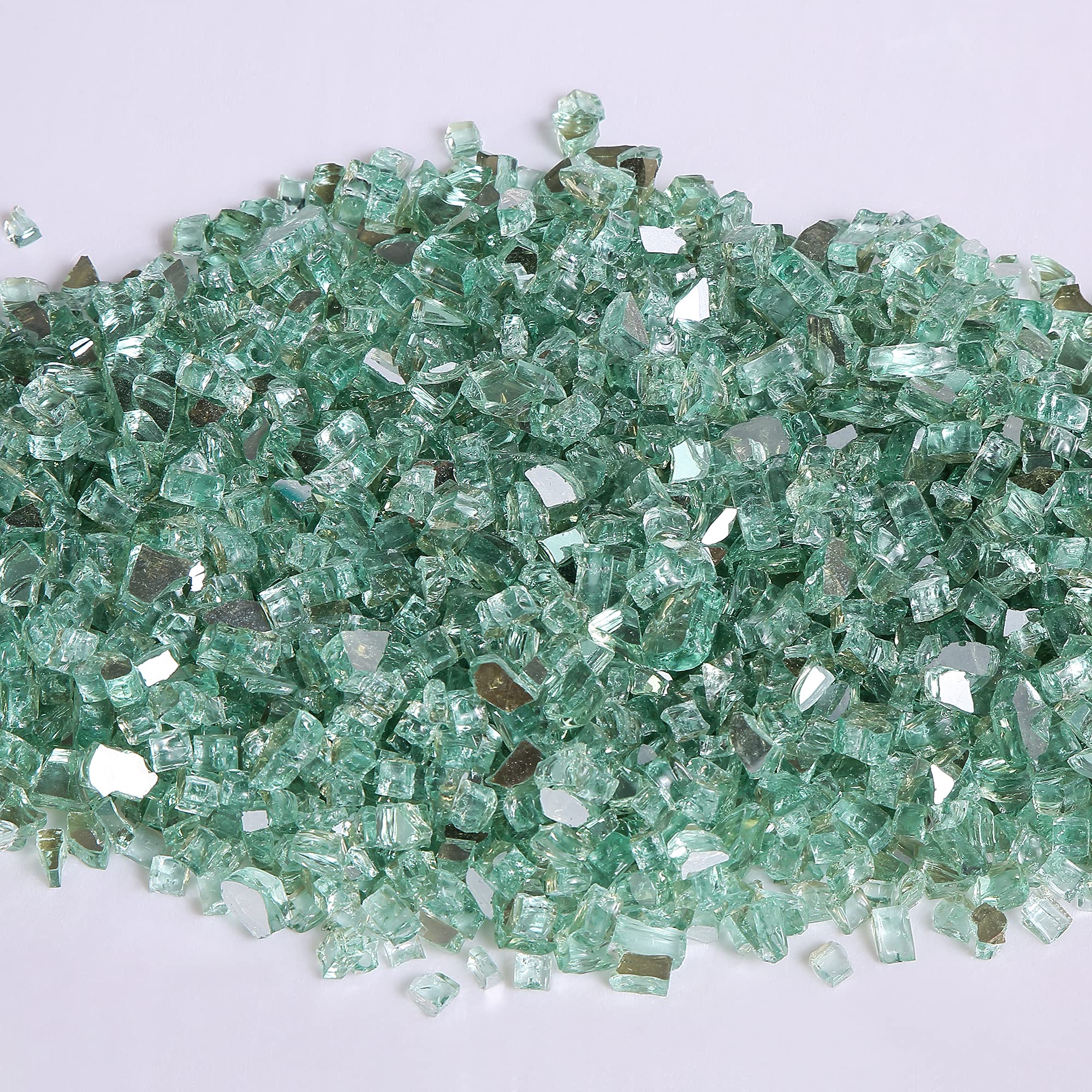 Empava 10 lbs. 1/4-inch Reflective Tempered Glass for Gas Fire Pit, Radiant Jade Green - Perfect for Outdoor Patio, Backyard, and Garden Decor
