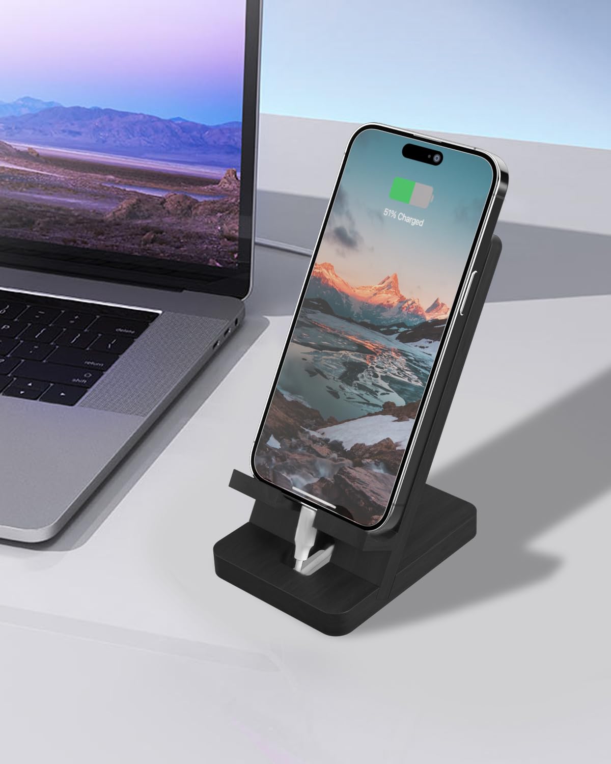 Portable Clear Phone Stand for Desk - Black | Universal Cell Phone Holder for Home, Office, and Car Use