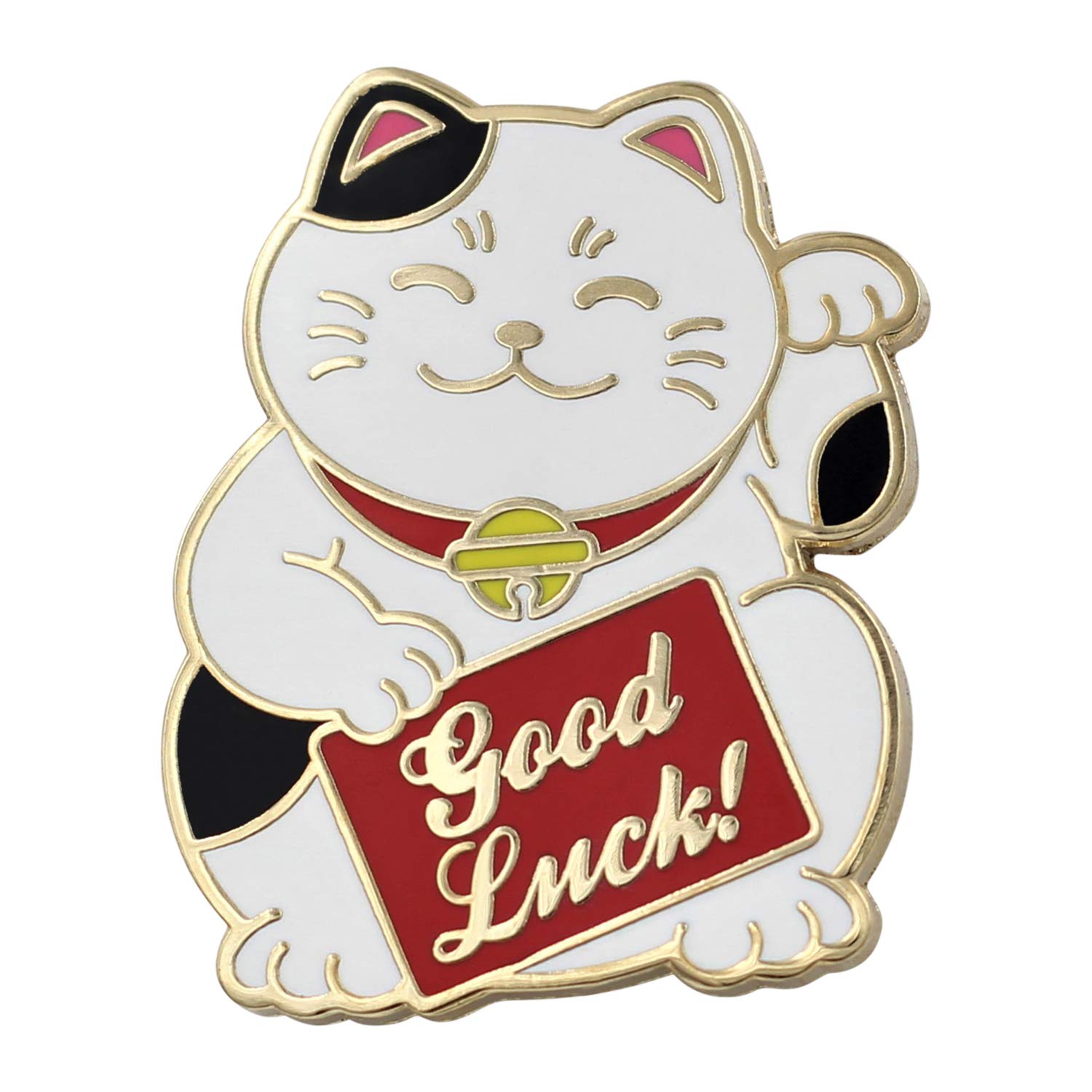 REAL SIC Lucky Cat Enamel Pin - Waving Maneki Neko Lapel Pin for Good Luck - Cute Kawaii Japanese Lucky Charm Gift for Women & Men - Perfect for Jackets, Hats, Backpacks & Office Wear - Bring Fortune to Work, School & Daily Life