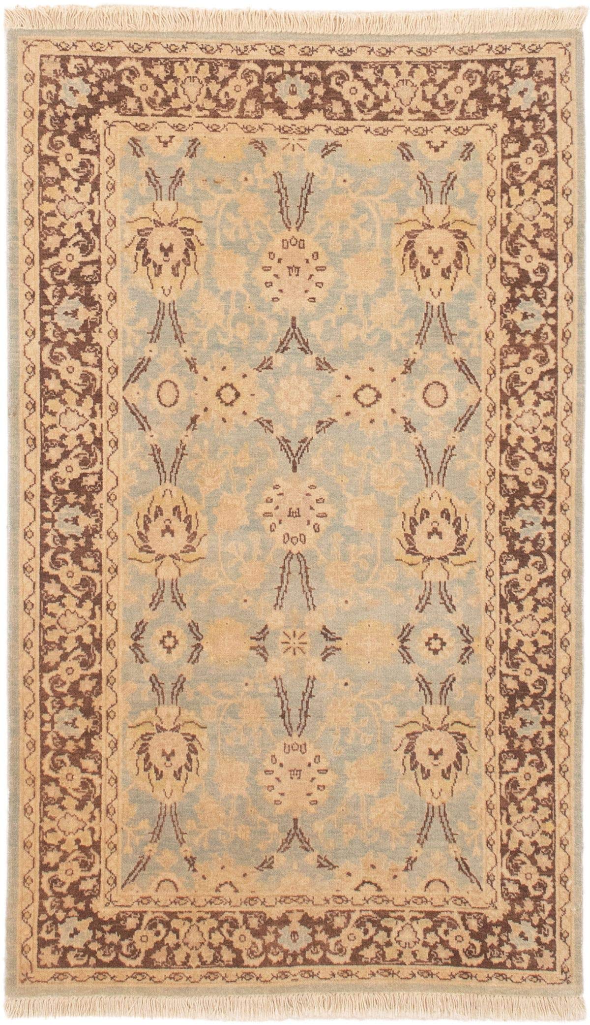 Premium Hand-Knotted Wool Area Rug - Peshawar Blue Bordered Design 3'2