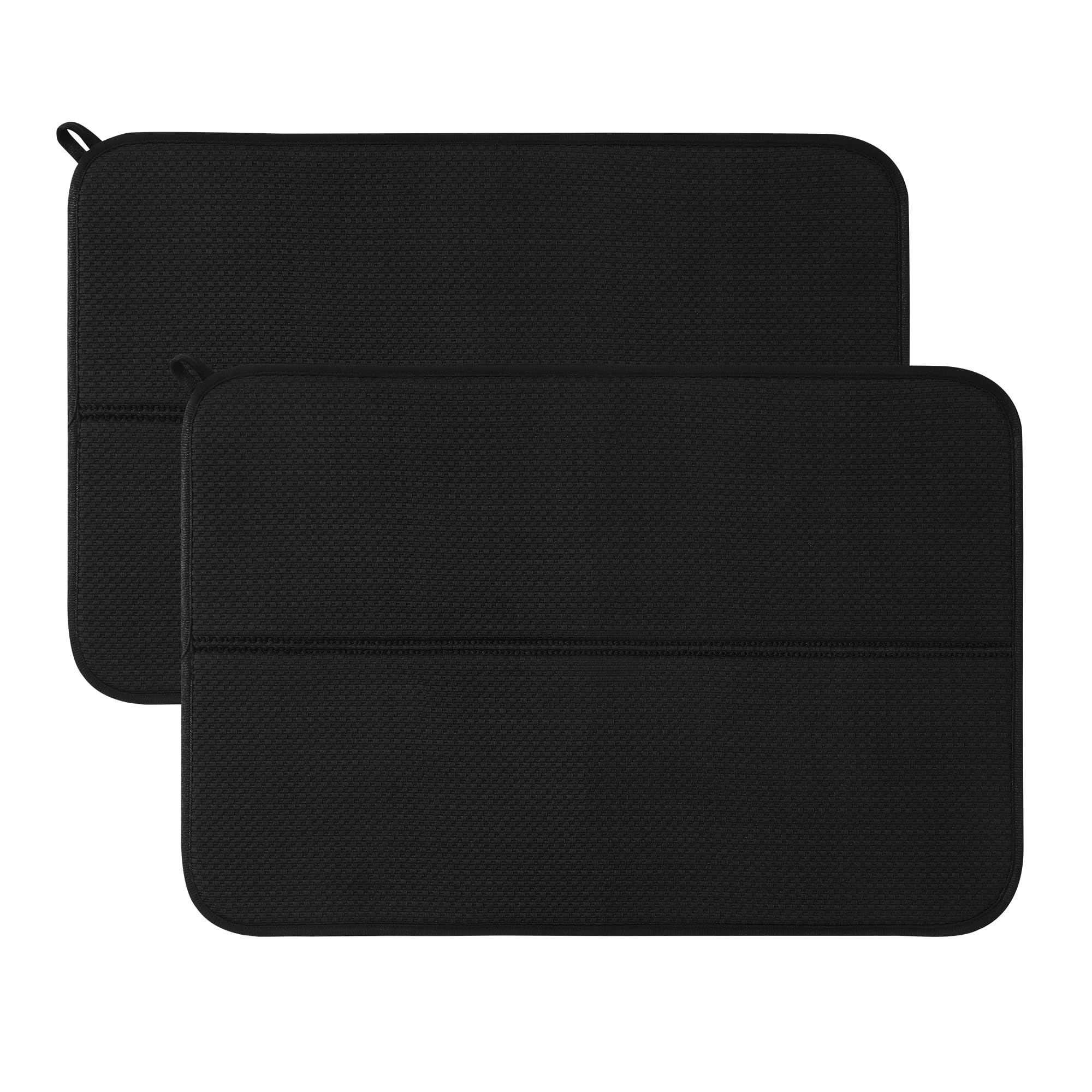 2 Pack Super Absorbent Microfiber Dish Drying Mats - 16x24 Inch Large Kitchen Counter Drying Pads | Non-Slip Dishes Drainer Mats for Sink, Countertop & Dish Rack (Perfect for Drying Dishes, Cups & Utensils)