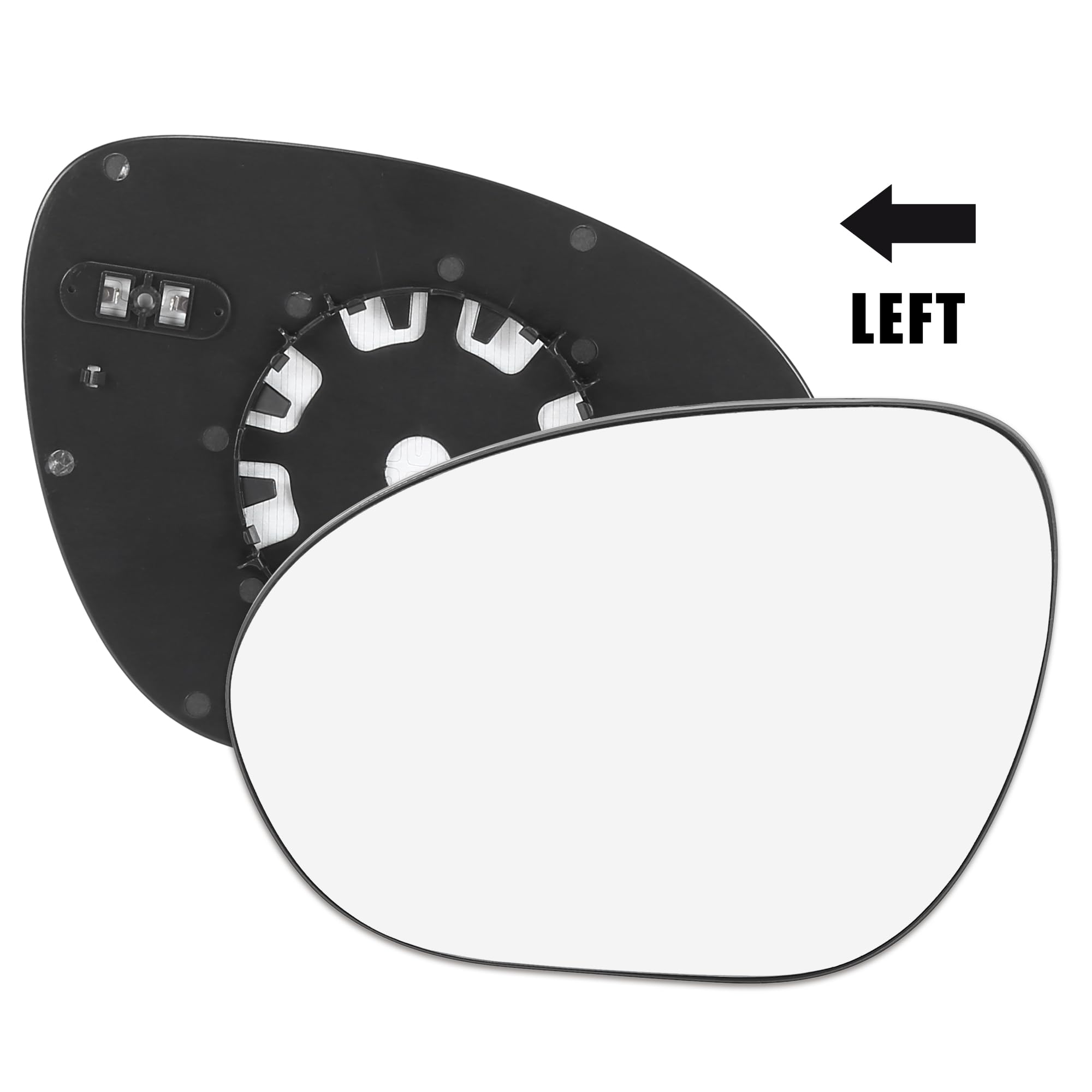 X AUTOHAUX Heated Left Side Driver Rearview Mirror Glass Replacement with Backing Plate - Compatible with Nissan Cube & Juke - Perfect for Winter Driving & Enhanced Visibility