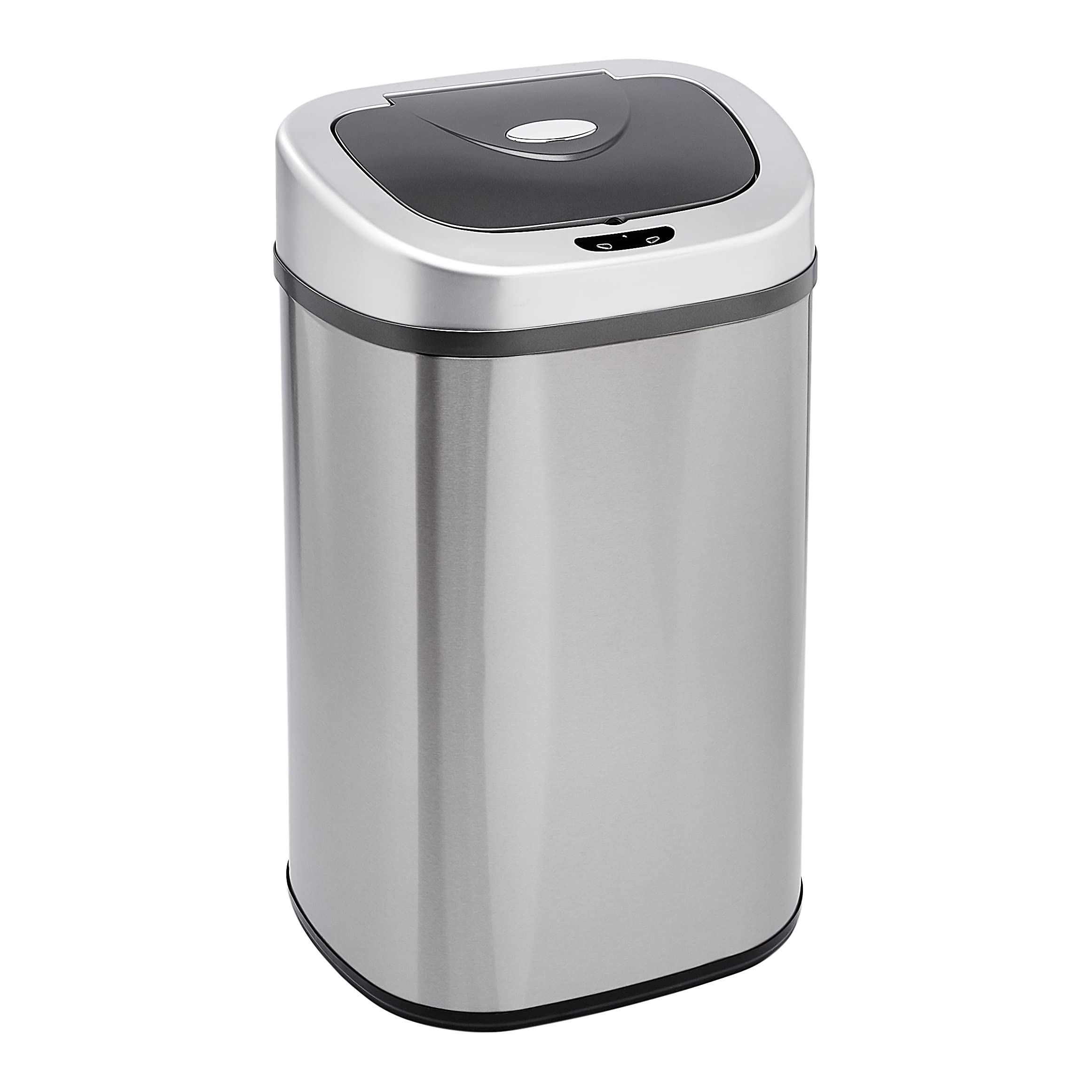 Amazon Basics Automatic Trash Can with Lid - Hands-Free Stainless Steel Sensor Garbage Bin, 80L/21.1 Gallon D-Shaped Design with 2 Compartments - Perfect for Kitchen, Office, Bathroom & Home Waste Disposal