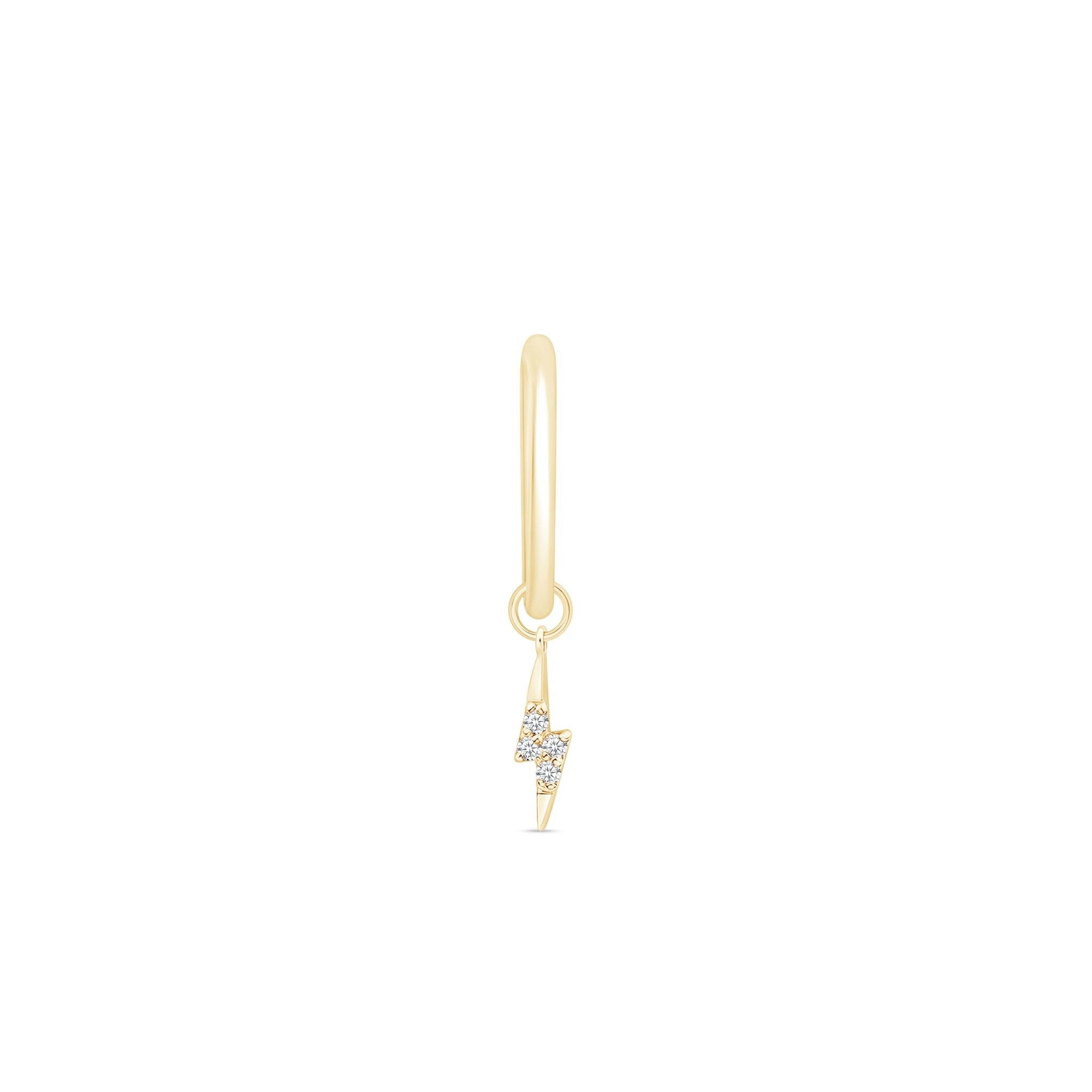 14k Yellow Gold Hoop Earrings with Lightning Bolt Charm - Perfect for Everyday Wear, Gifts & Special Occasions
