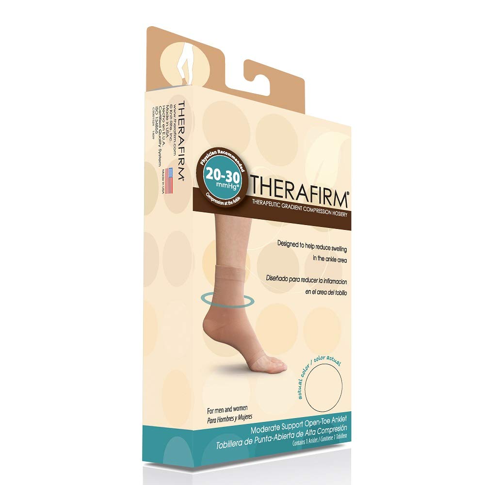 Therafirm Moderate 20-30mmHg Open Toe Ankle Compression Socks for Women & Men - Circulation Support, Swelling Relief - Perfect for Travel, Pregnancy & Varicose Veins