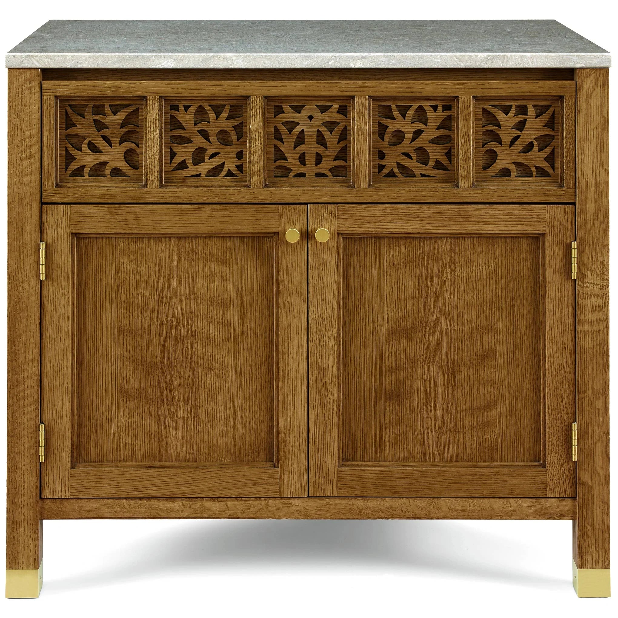 Surrey Hills Two Door Nightstand with Stone Top - Elegant Bedside Table for Bedroom, Living Room & Guest Room
