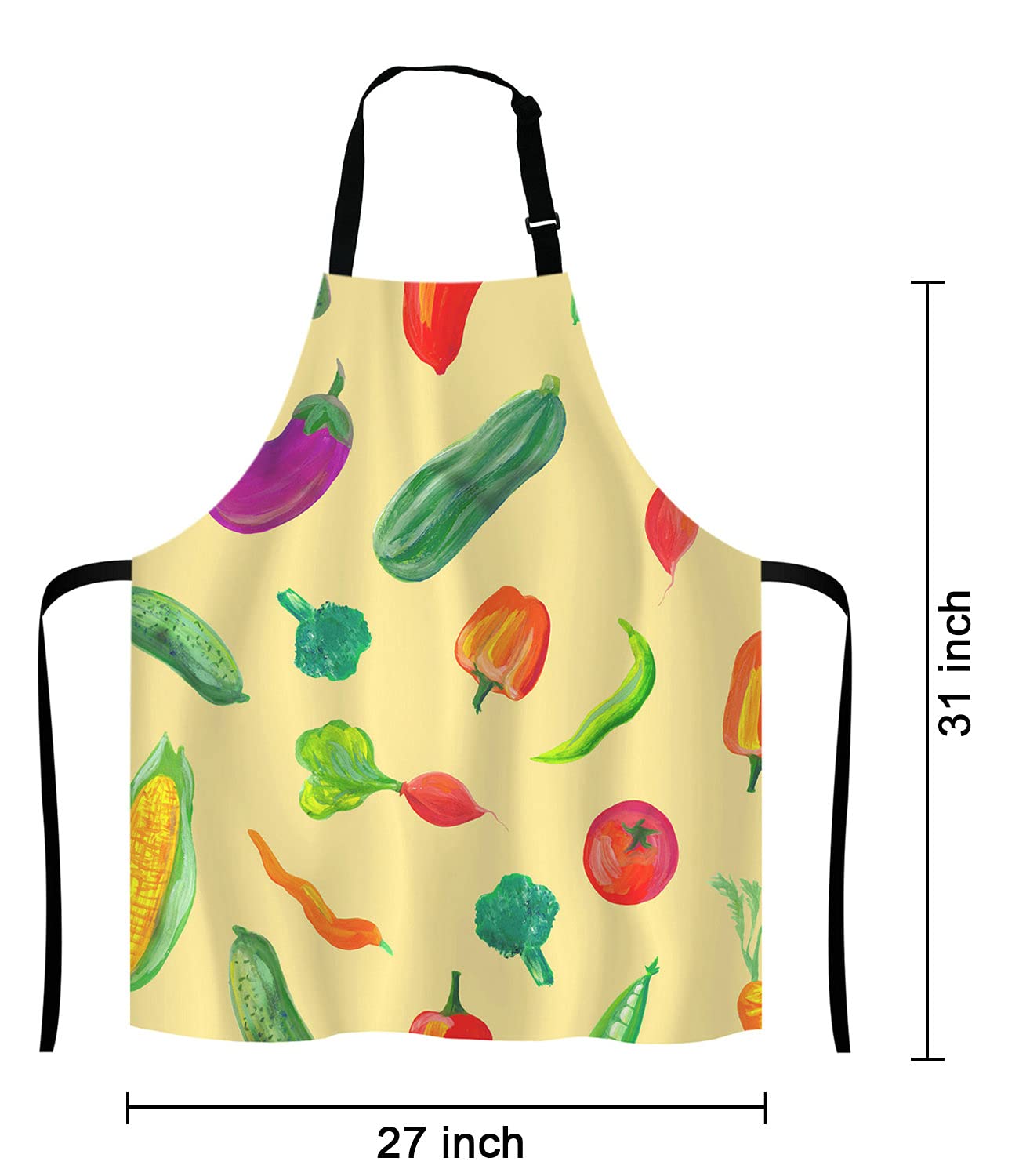 Adjustable Watercolor Juicy Vegetables Bib Apron for Men & Women - Perfect for Cooking, Baking, BBQ, and Professional Chef Use in Kitchen, Grill, Bistro