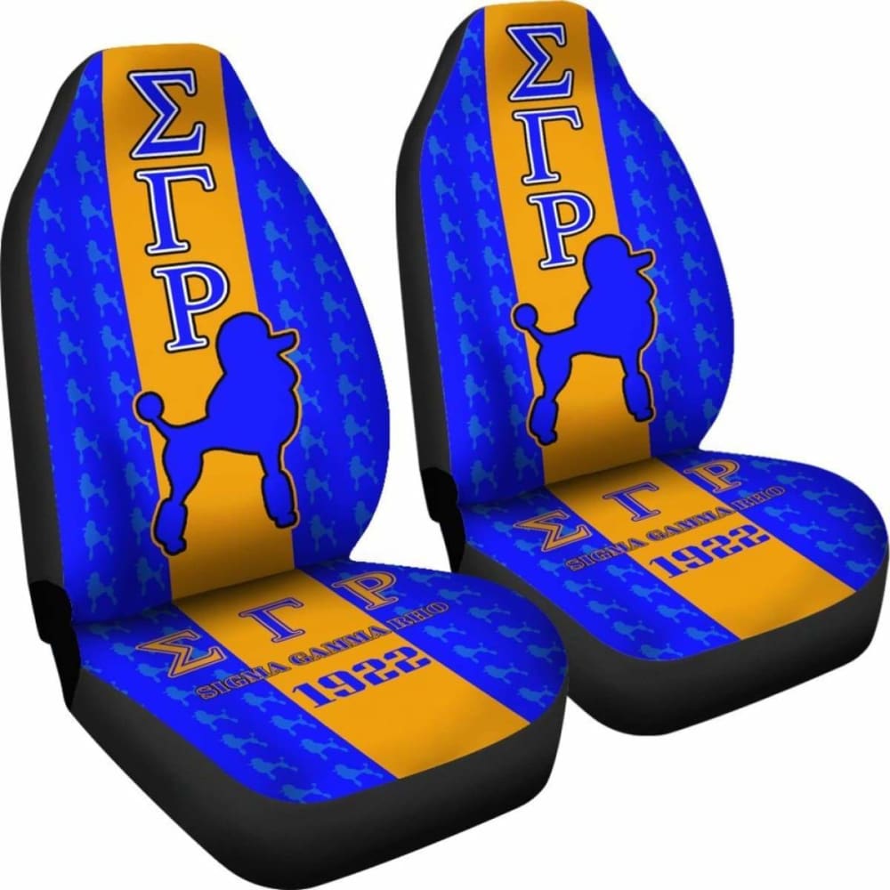 Premium African Print Car Seat Covers with Sigma Gamma Rho Poodle Symbol - Stylish & Durable 110424 Design for SUVs, Sedans & Trucks - Perfect for Sorority Events, Road Trips & Daily Commute