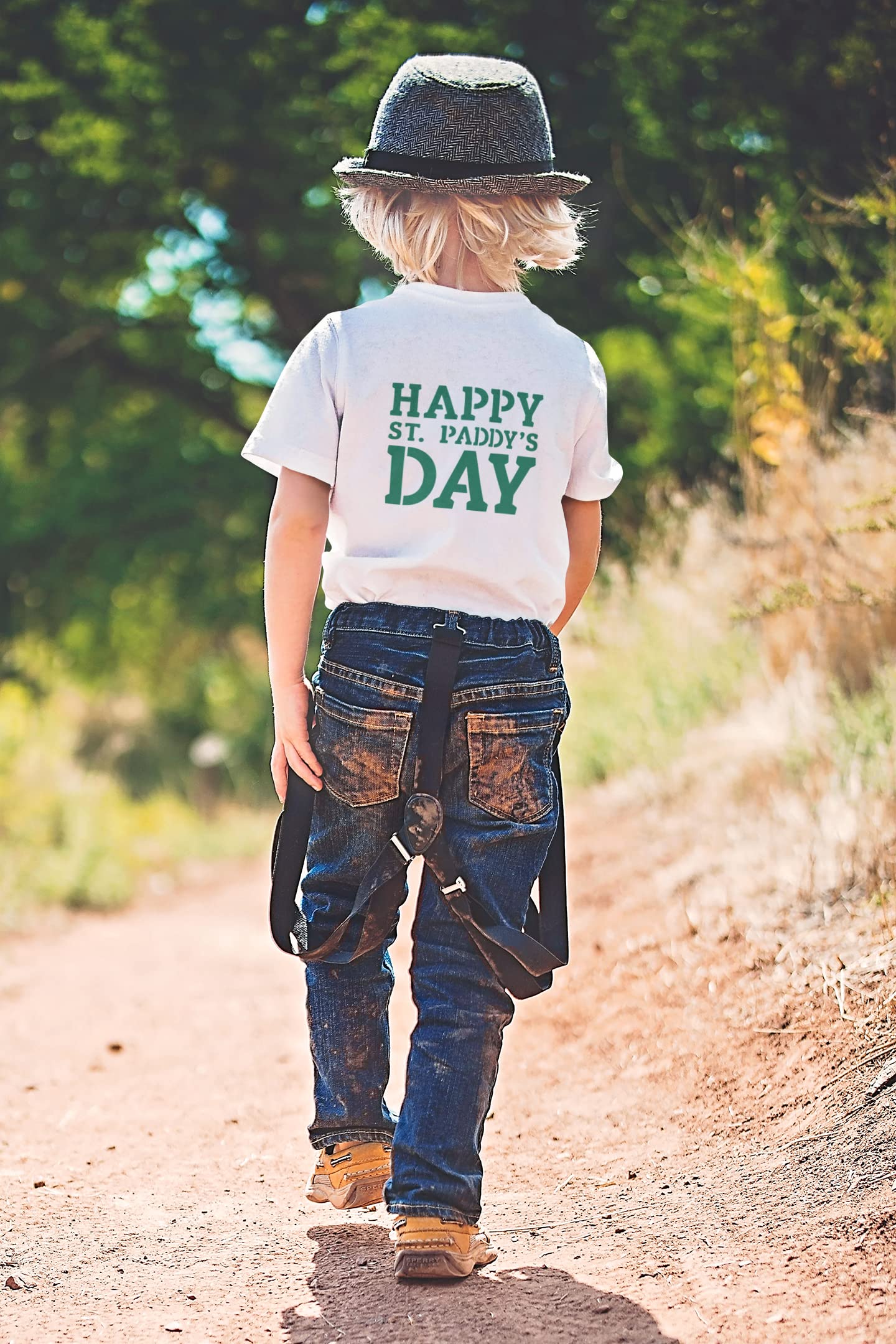 Happy St. Patrick's Day Iron On Decal - Glitter Shamrock T-Shirt Transfer Patch for DIY Apparel (Sugar Lemon Glitter) | Perfect for St. Paddy's Day Shirts, Hats & DIY Crafts