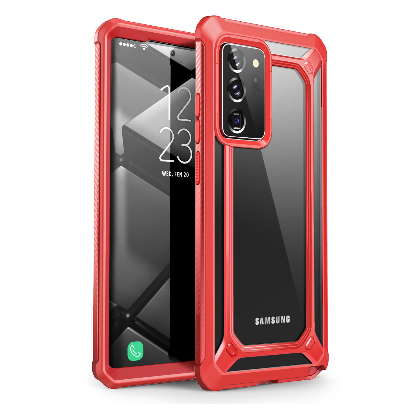 Samsung Galaxy Note20 Ultra Unicorn Beetle EXO Clear Case - Shockproof Protective Cover with Raised Bezels (Red) - Perfect for Daily Use, Travel & Outdoor Activities
