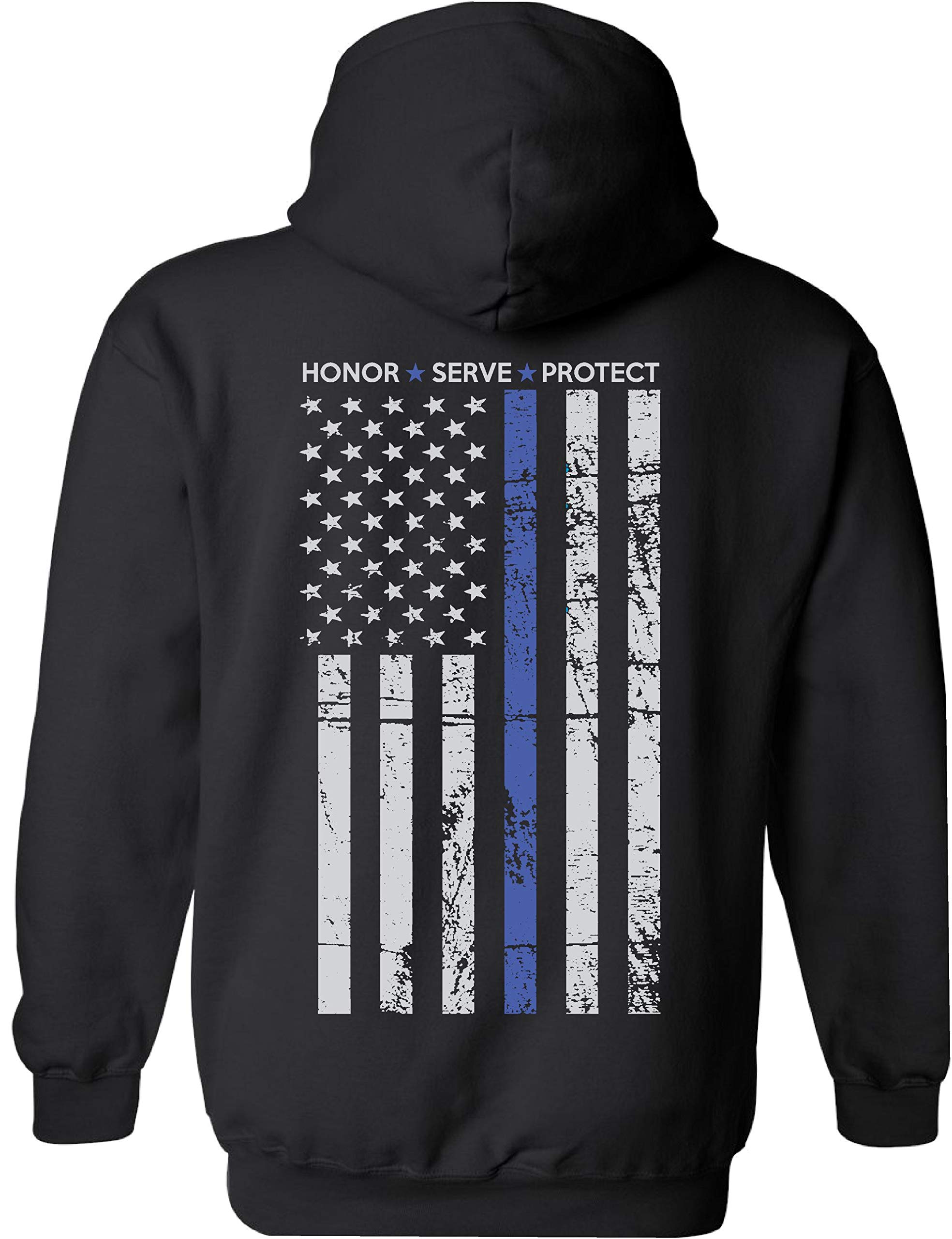 Patriot Apparel Thin Blue Line Police Hoodie - Unisex Pullover Sweatshirt for Law Enforcement Support | Perfect for Police Officers, First Responders & Patriotic Americans