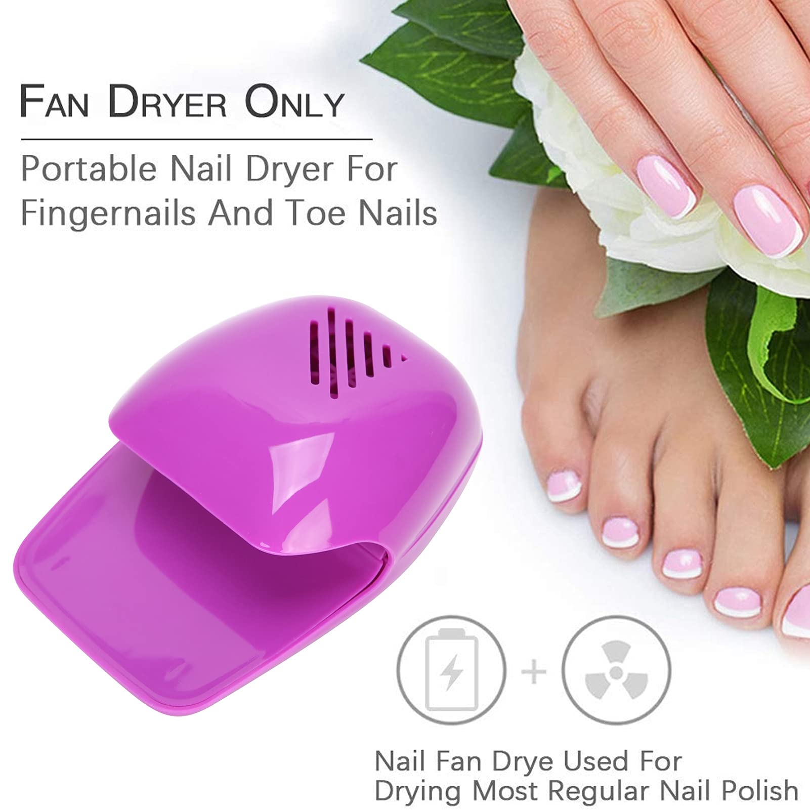 Electric Nail Polish Dryer Fan - Fast Drying for Gel & Acrylic Nails - Portable Nail Polish Blower for Home, Salon & Travel Use - Perfect for Nail Parties & DIY Manicures (Purple)