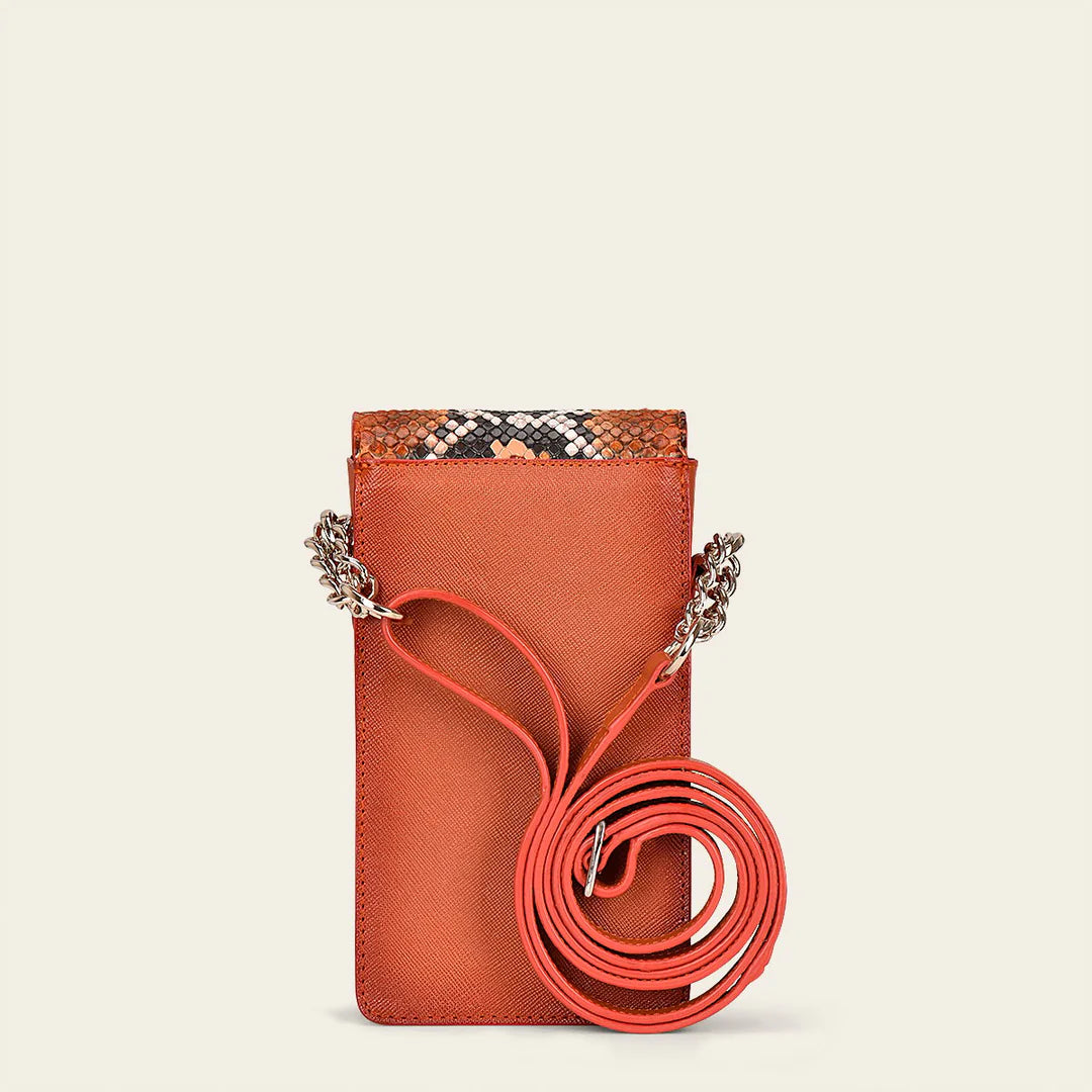 BOD38PI Women's Orange Casual Fashion Python Smartphone Wallet Bag - Perfect for Everyday Use, Shopping & Travel