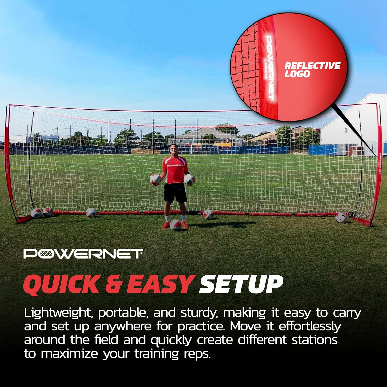 Powernet Soccer Goal 21x7 Feet - Portable Soccer Net for Training & Backyard Games - Perfect for Youth, Adults, and Professional Practice