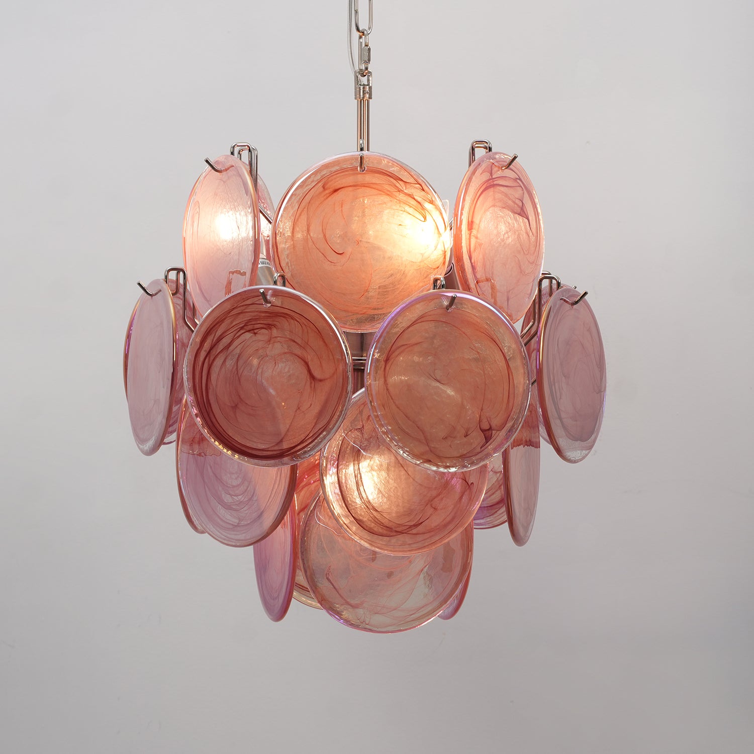 Lunaria Disc Murano Glass Chandelier - Elegant Italian Lighting Fixture for Dining Room, Living Room & Bedroom Decor