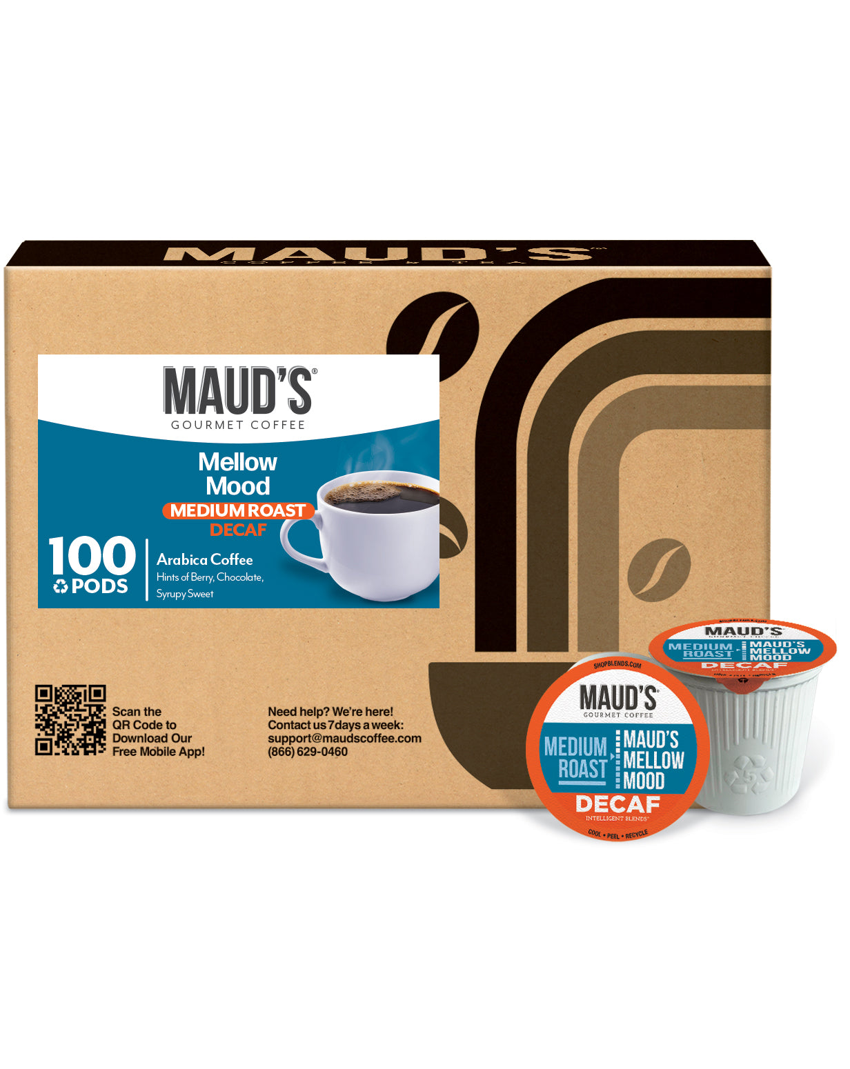 Maud's Decaf Medium Roast Coffee Pods - 100% Arabica, Low Acid, K-Cup Compatible - Perfect for Home, Office & Gifting