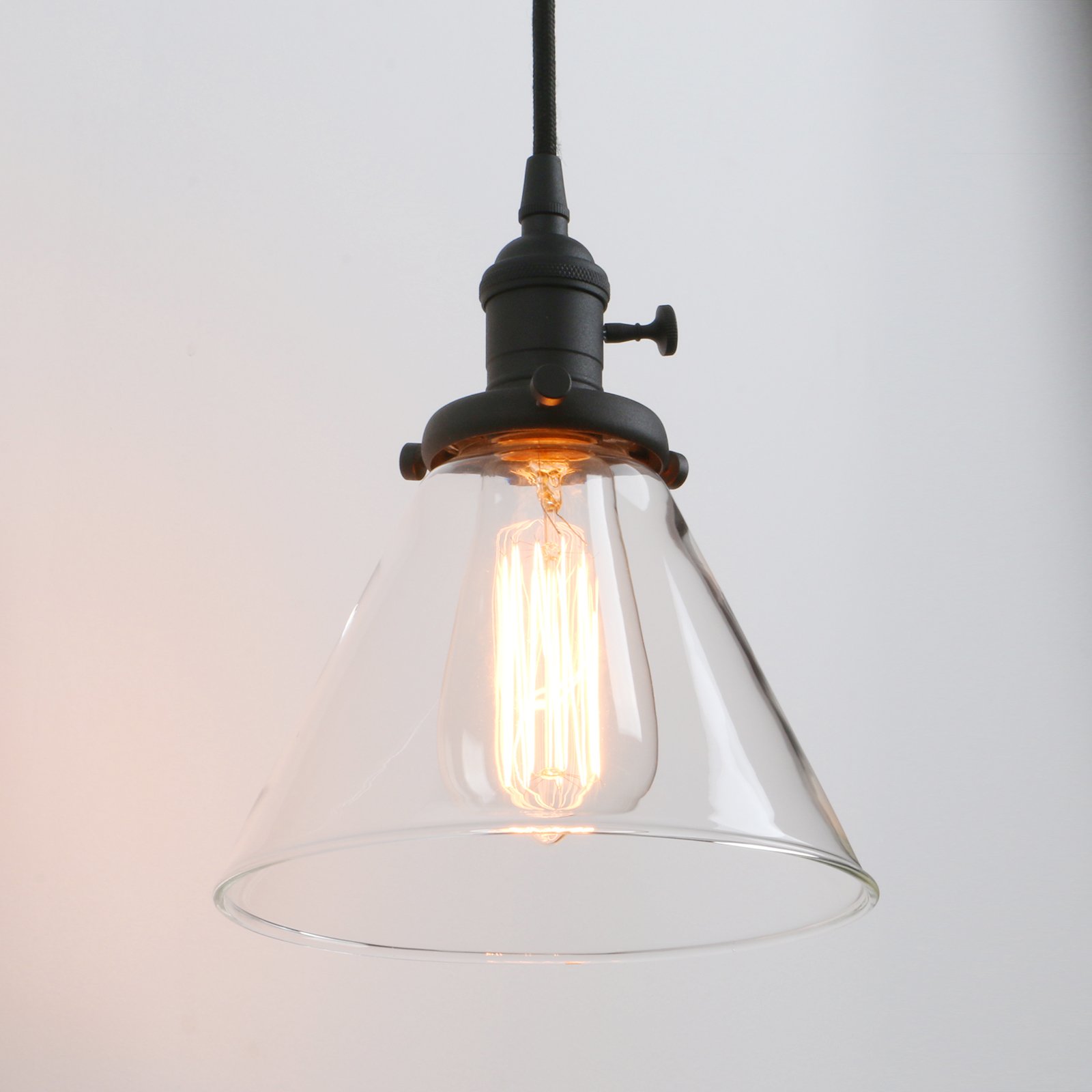 Vintage Rustic Industrial 3-Light Kitchen Island Chandelier - Triple Head Pendant Ceiling Light with Clear Glass Shades - Perfect for Farmhouse, Loft & Industrial Style Dining Rooms (Black)