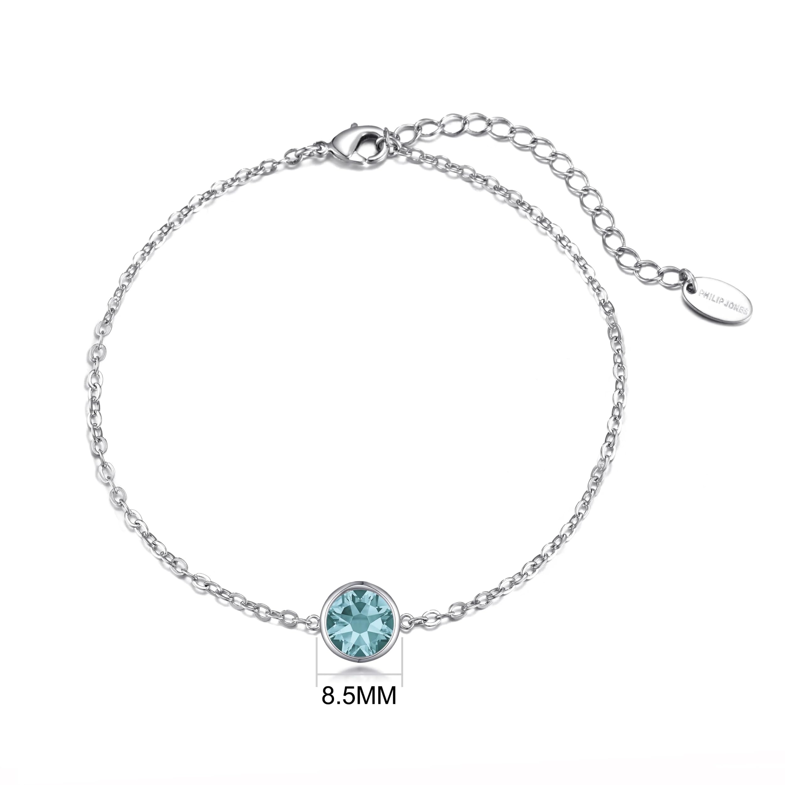 Blue Topaz Birthstone Anklet with Zircondia® Crystals - Perfect Gift for December Birthdays
