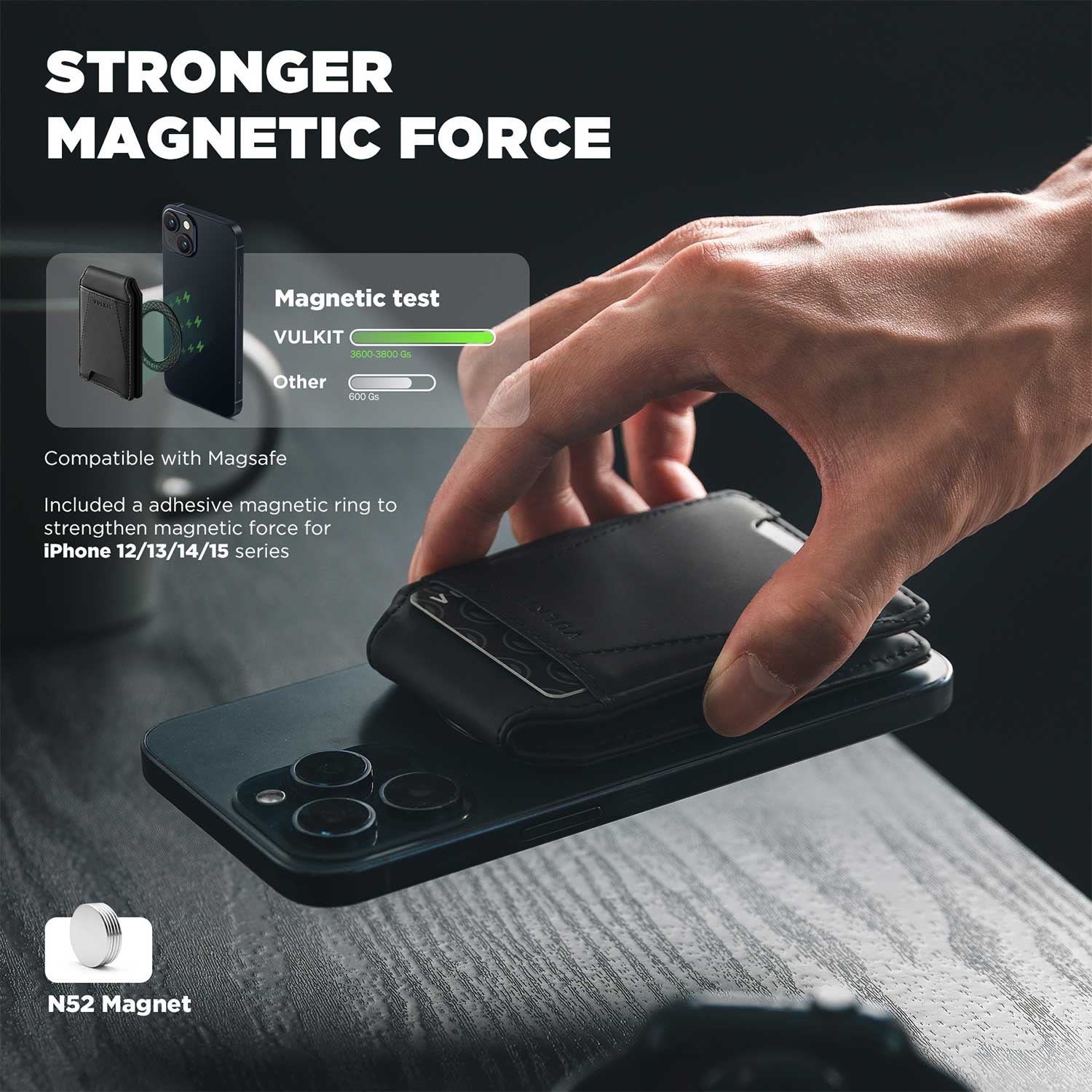Magnetic RFID Leather Phone Wallet with Adapted Magnetic Ring - Slim Card Holder for iPhone & Android - Perfect for Travel, Shopping & Daily Use