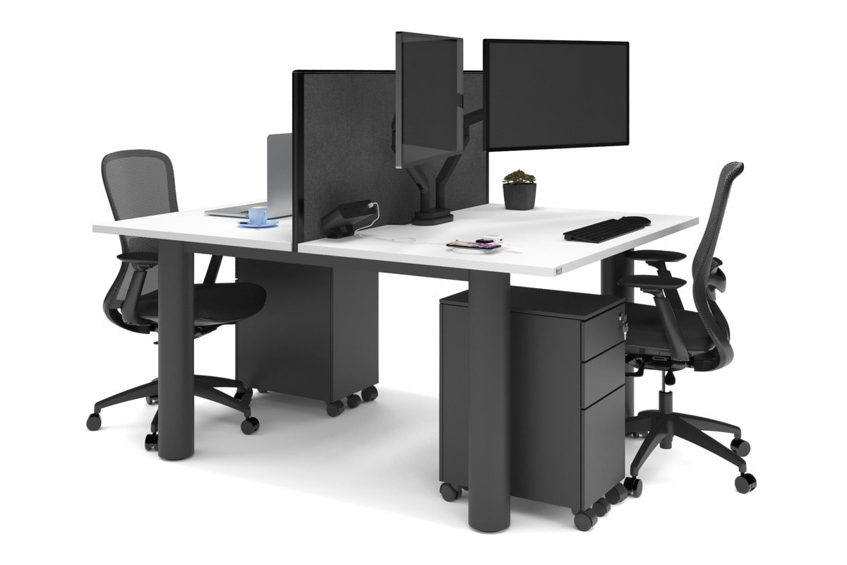 Quadro Cylinder Leg 2-Person Office Workstation Desk - 1800L x 800W with Cable Management Scallop - Perfect for Collaborative Workspaces & Modern Offices