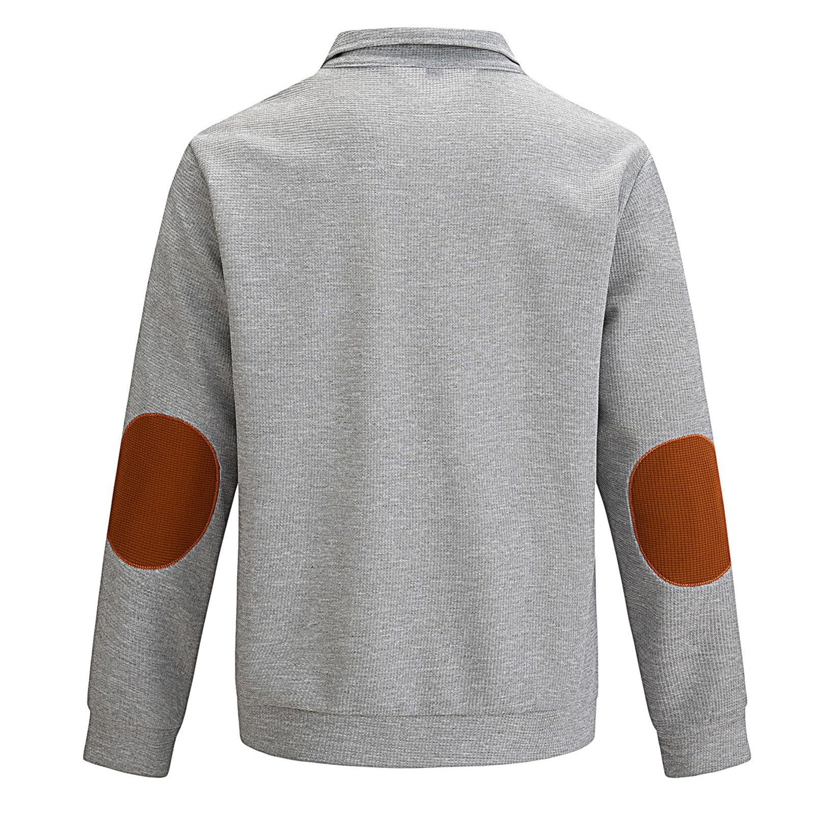 Men's Slim Fit Waffle Knit Henley Pullover Sweatshirt - Mock Neck Button Up Textured Polo Shirt with Elbow Patches | Casual Wear, Layering, Fall & Winter Fashion