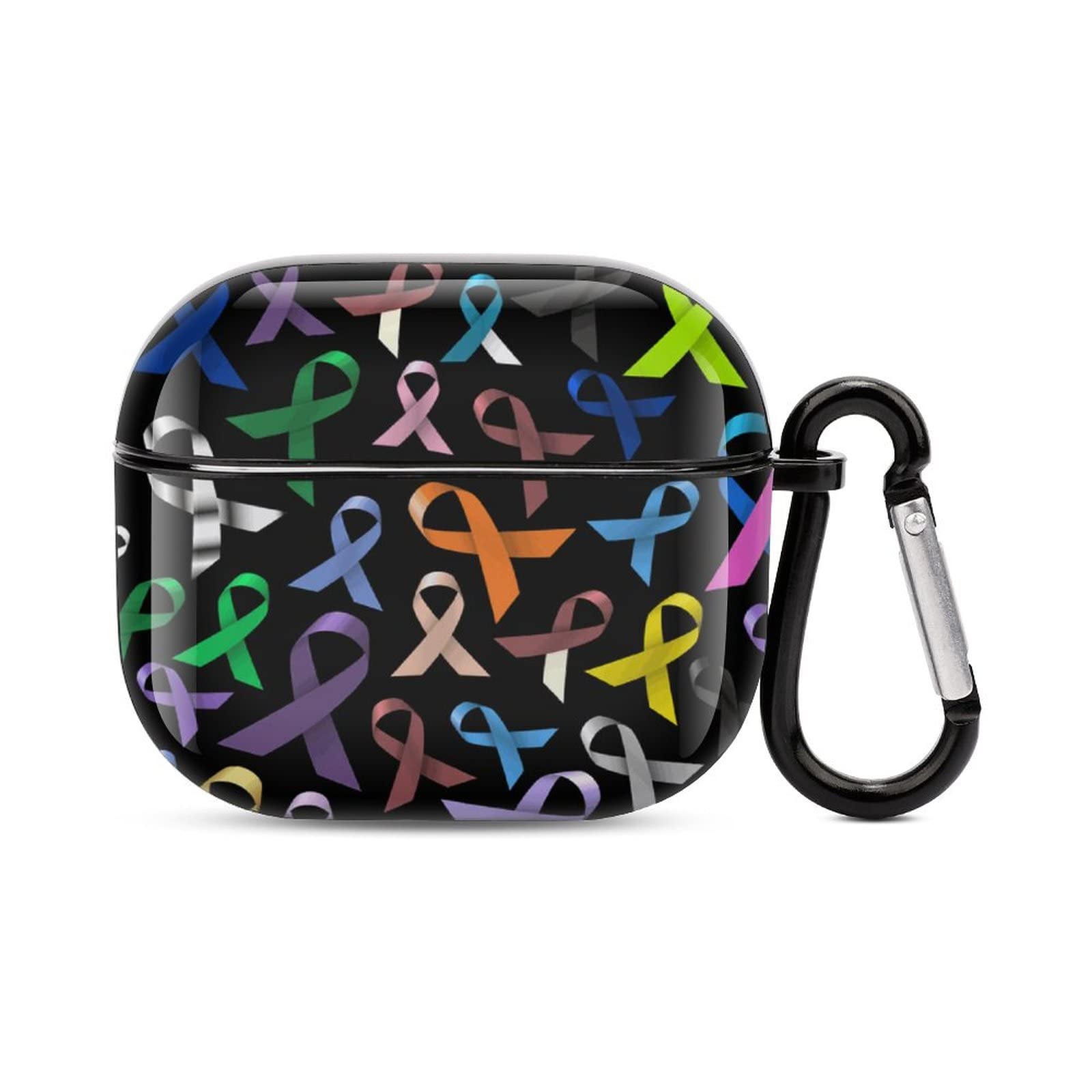 SWEET TANG AirPods 3 Case Cover - Pink Cancer Awareness Ribbon Soft Plastic Protective Case with Shockproof Design & Keychain (Front LED Visible) - Perfect for Daily Use, Travel, and Gift Giving