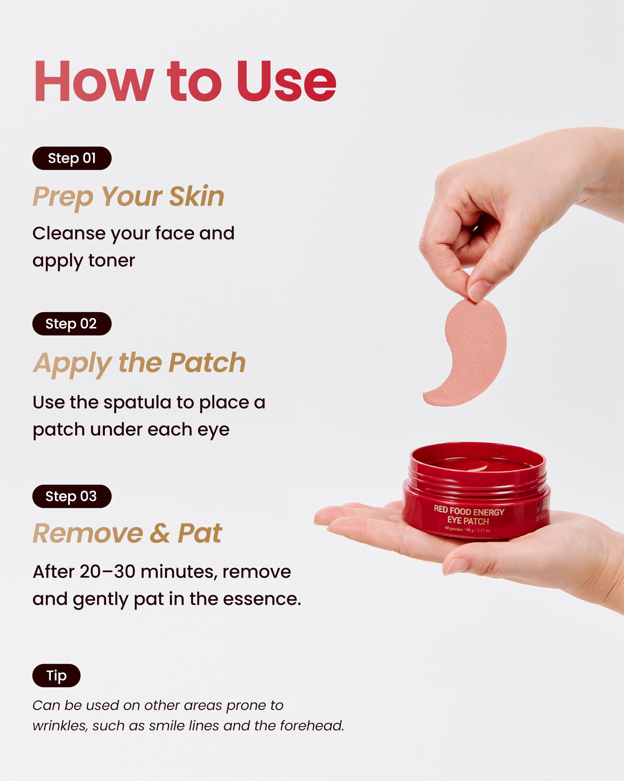 YADAH Red Food Energy Eye Patches - Brightening & Revitalizing Under Eye Treatment for Dark Circles & Puffiness | Perfect for Morning Skincare Routine & Travel Essentials