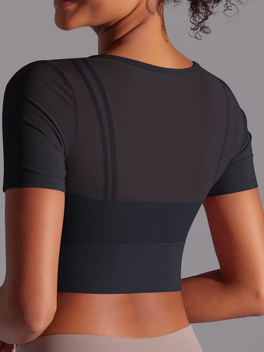 ZASUWA Women's Sexy Mesh Hollow Out Breathable Short Sleeve Tops - Perfect for Night Out, Party, and Summer Fashion