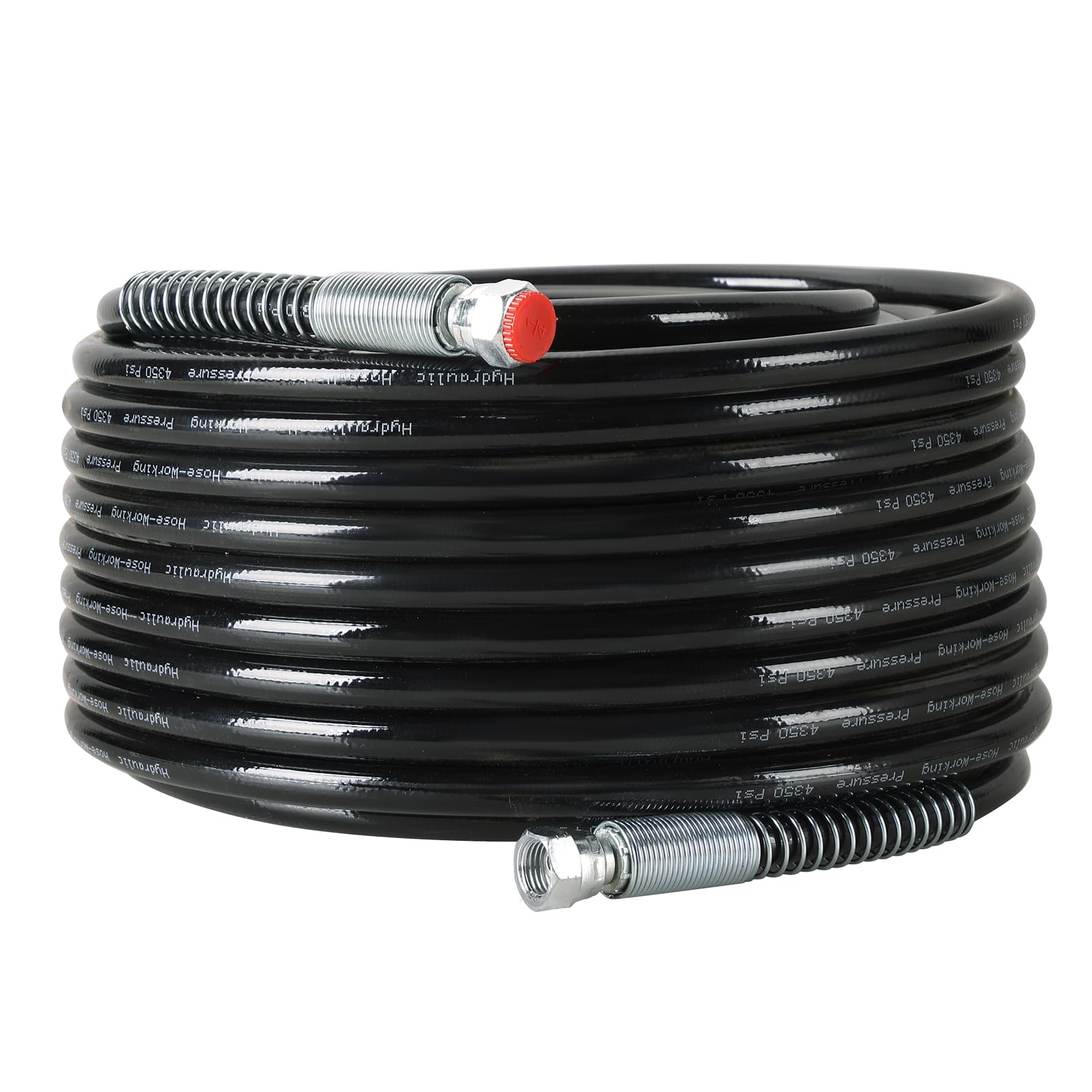 50ft Airless Paint Spray Hose - 1/4 Inch Black High Pressure 3600psi Flexible Fiber Tube for Paint Sprayers - Ideal for Professional Painting, Home Renovation, and DIY Projects (50FT, Black)